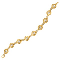 Stambolian 18K Yellow Gold and Diamond Circle Link Open Work Bracelet