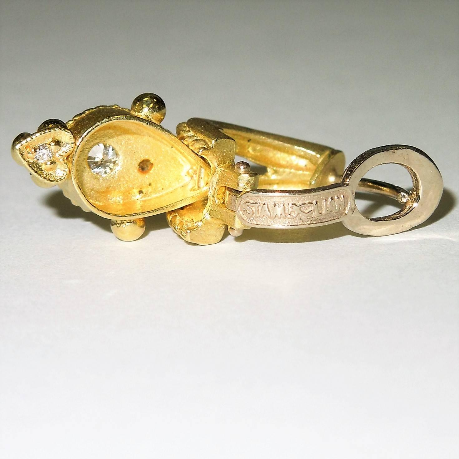 Round Cut Stambolian 18K Yellow Gold Diamond Drop Dangle Earrings For Sale