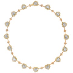 Stambolian 18K Yellow Rose White Gold and Heart Shape Diamonds Choker Necklace