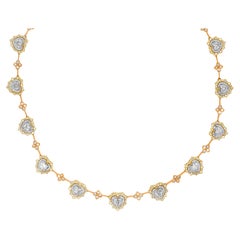 Stambolian 18K Yellow Rose White Gold and Heart Shape Diamonds Choker Necklace