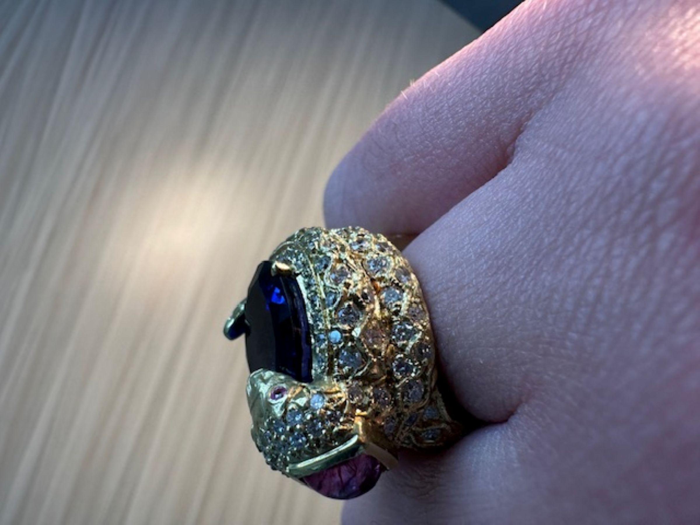 Stambolian Anello con tanzanite da 9,54 carati e 2,52 diamanti Majestic Beauty Design in vendita 4