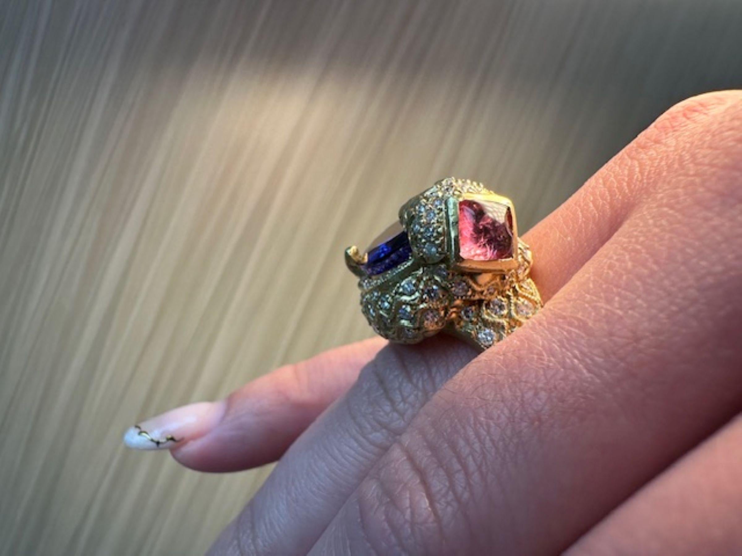 Stambolian Anello con tanzanite da 9,54 carati e 2,52 diamanti Majestic Beauty Design in vendita 5
