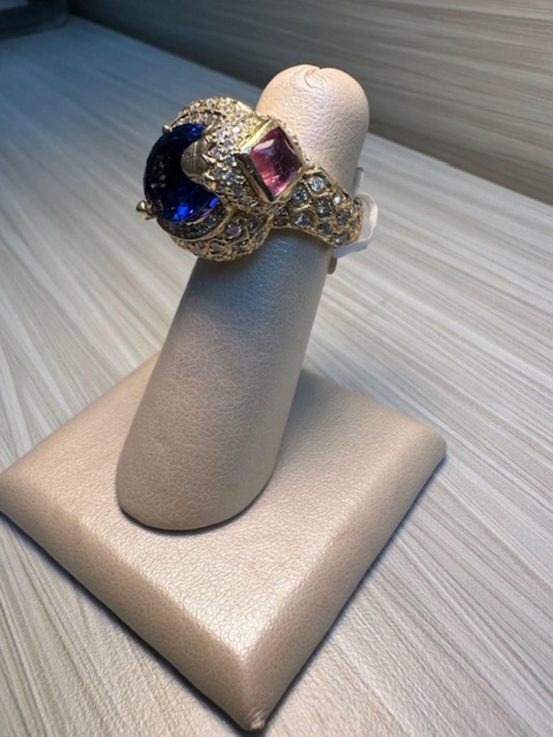Contemporaneo Stambolian Anello con tanzanite da 9,54 carati e 2,52 diamanti Majestic Beauty Design in vendita