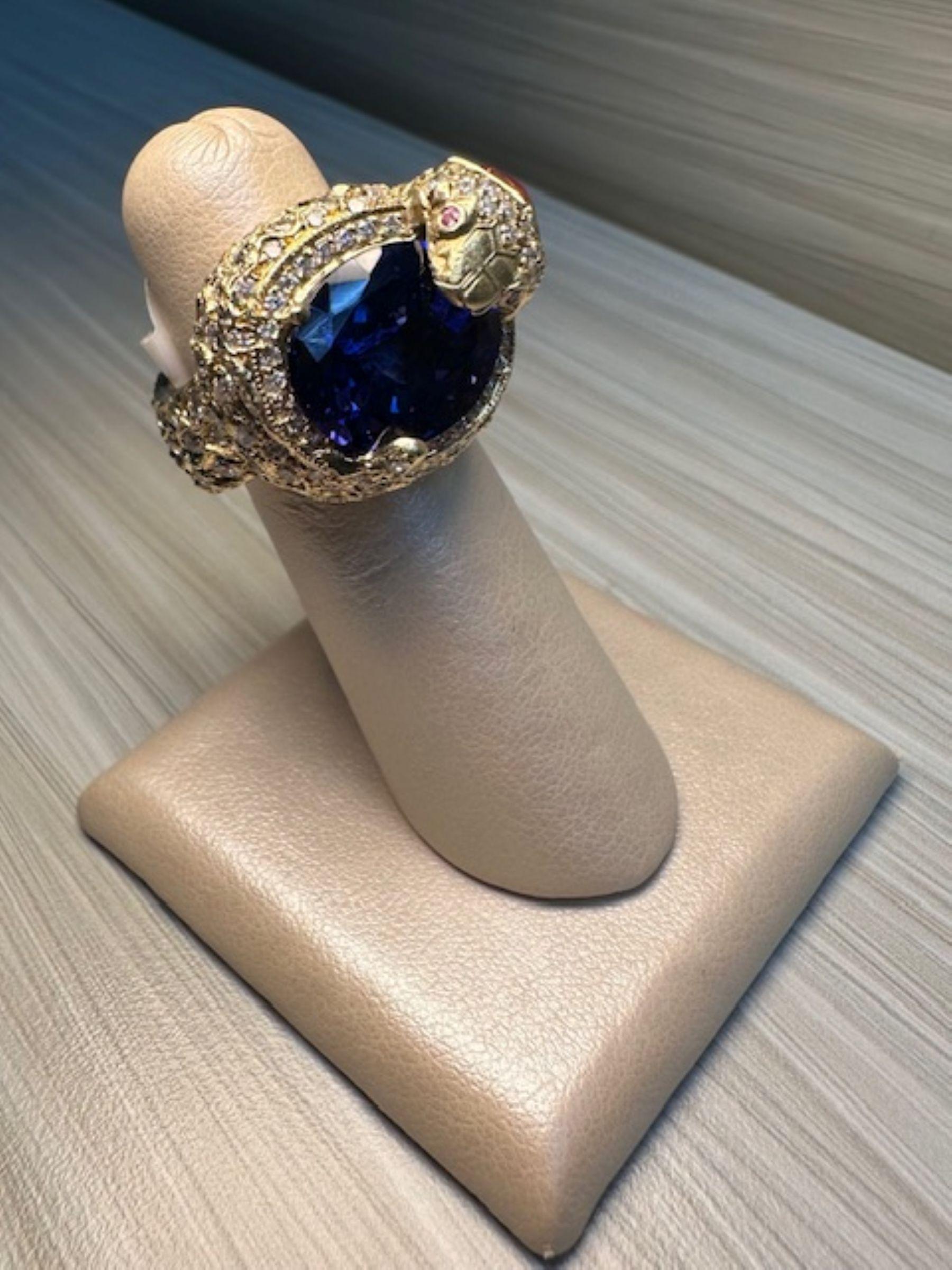 Stambolian Anello con tanzanite da 9,54 carati e 2,52 diamanti Majestic Beauty Design In condizioni Nuovo in vendita a Miami, FL
