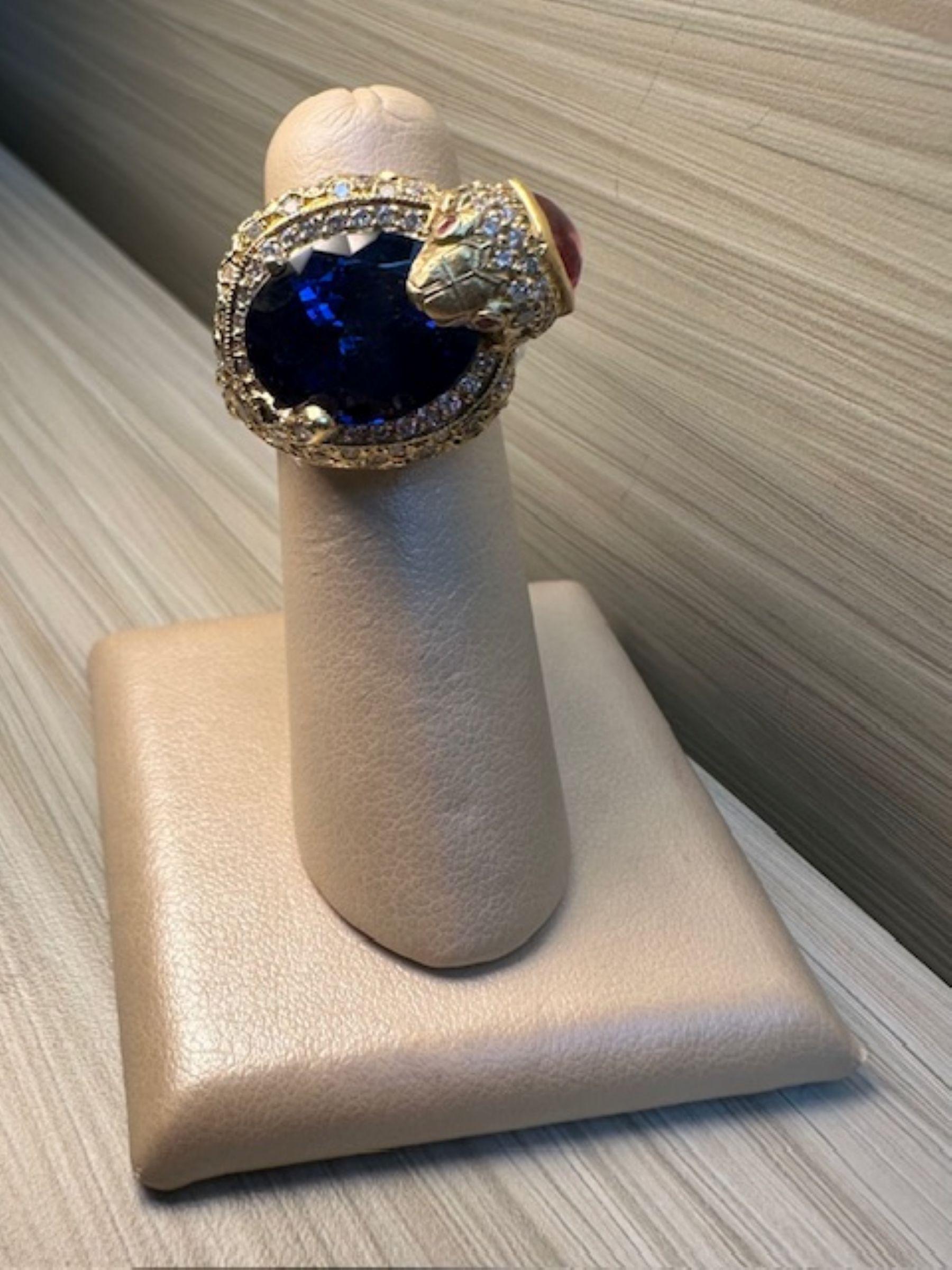 da uomo o donna Stambolian Anello con tanzanite da 9,54 carati e 2,52 diamanti Majestic Beauty Design in vendita