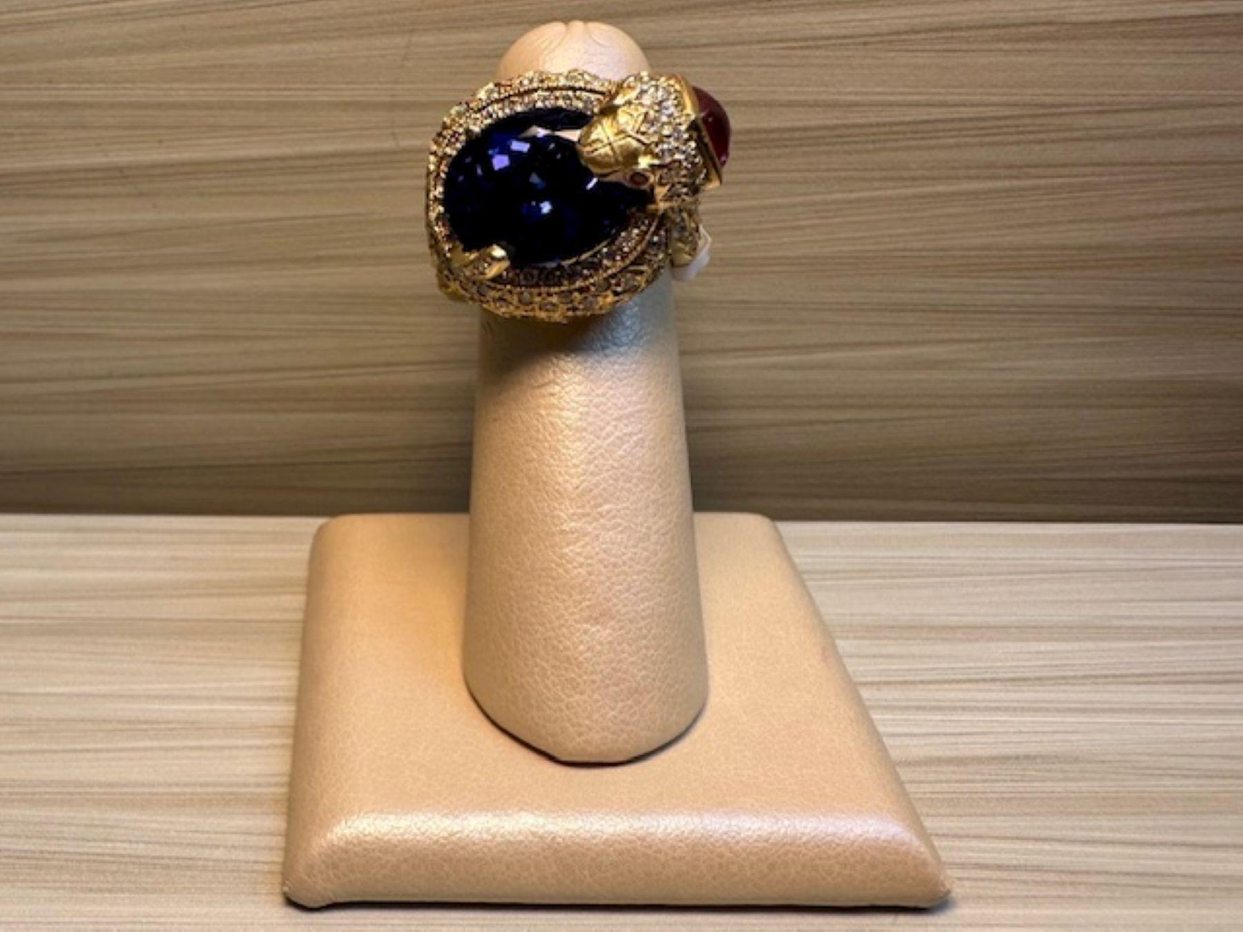 Stambolian Anello con tanzanite da 9,54 carati e 2,52 diamanti Majestic Beauty Design in vendita 1