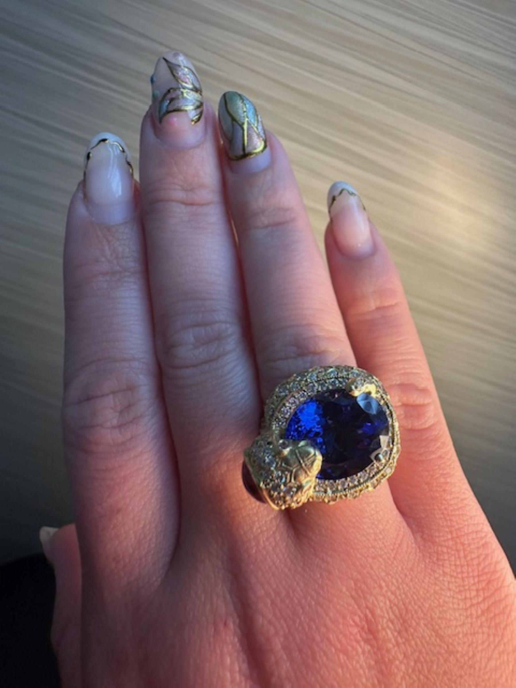 Stambolian Anello con tanzanite da 9,54 carati e 2,52 diamanti Majestic Beauty Design in vendita 2