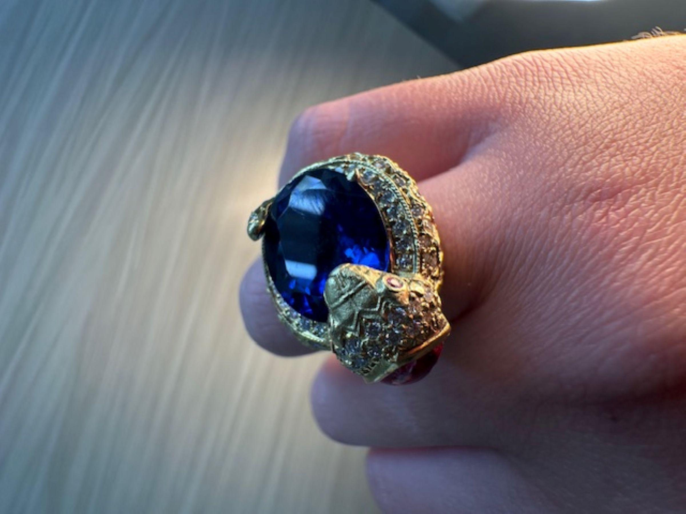 Stambolian Anello con tanzanite da 9,54 carati e 2,52 diamanti Majestic Beauty Design in vendita 3