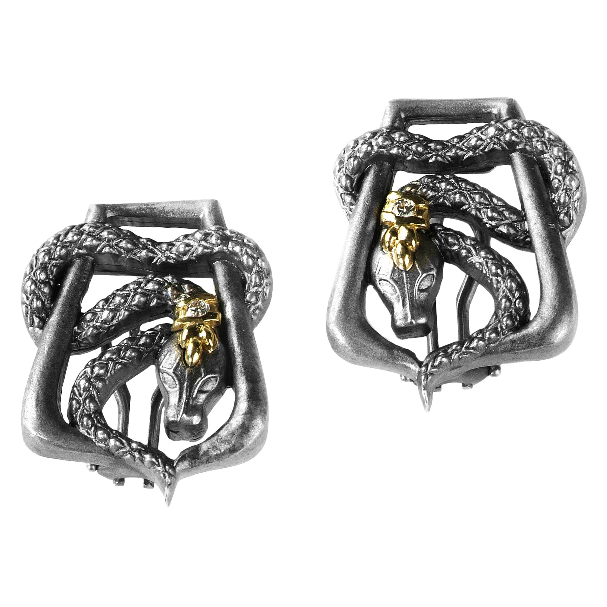 Stambolian Aged Silver and Gold Snake Cufflinks