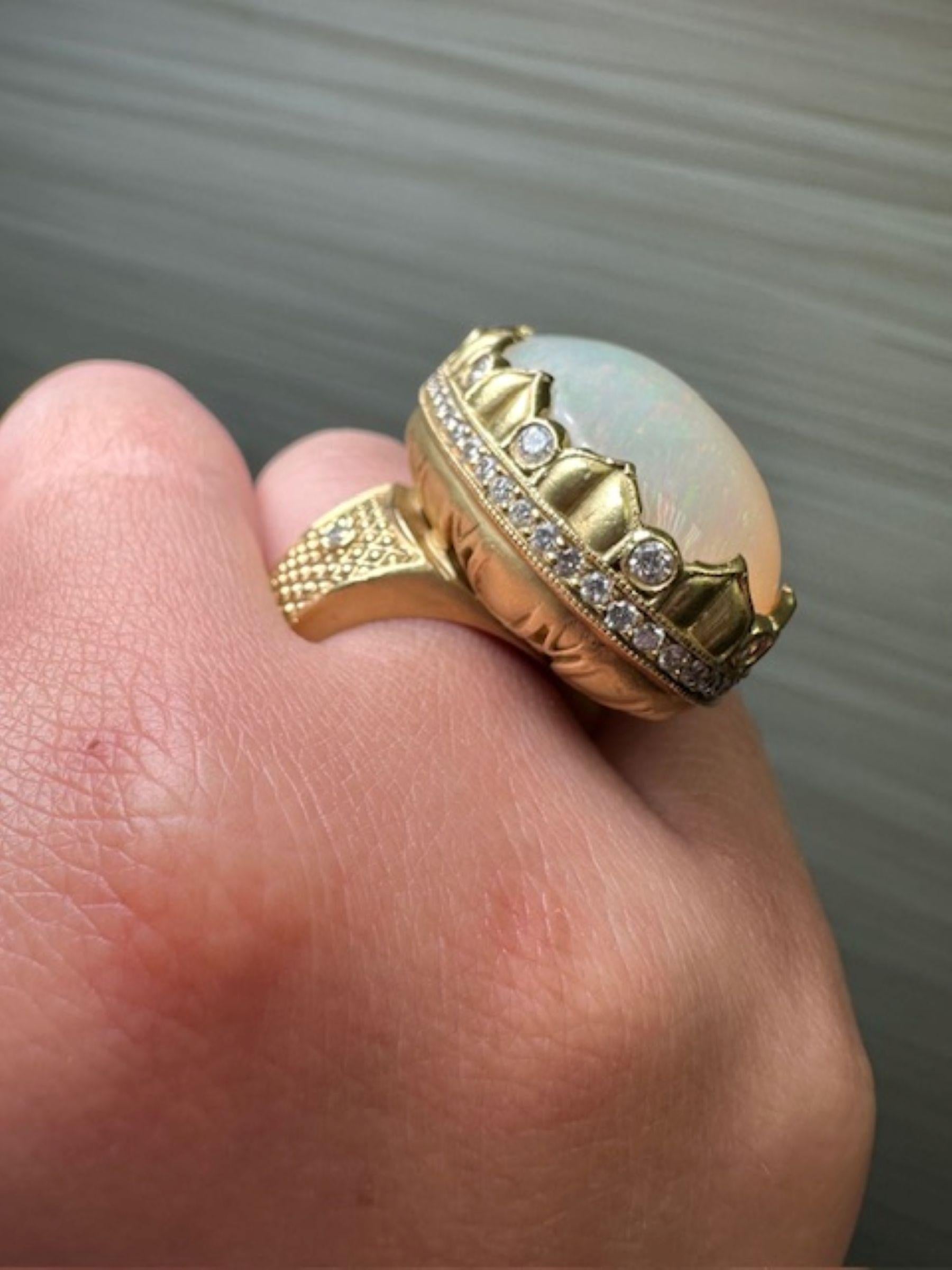 Stambolian Beauty Bague en or jaune 18k - 37.36ct Opale avec 1.22ct Diamants Neuf - En vente à Miami, FL