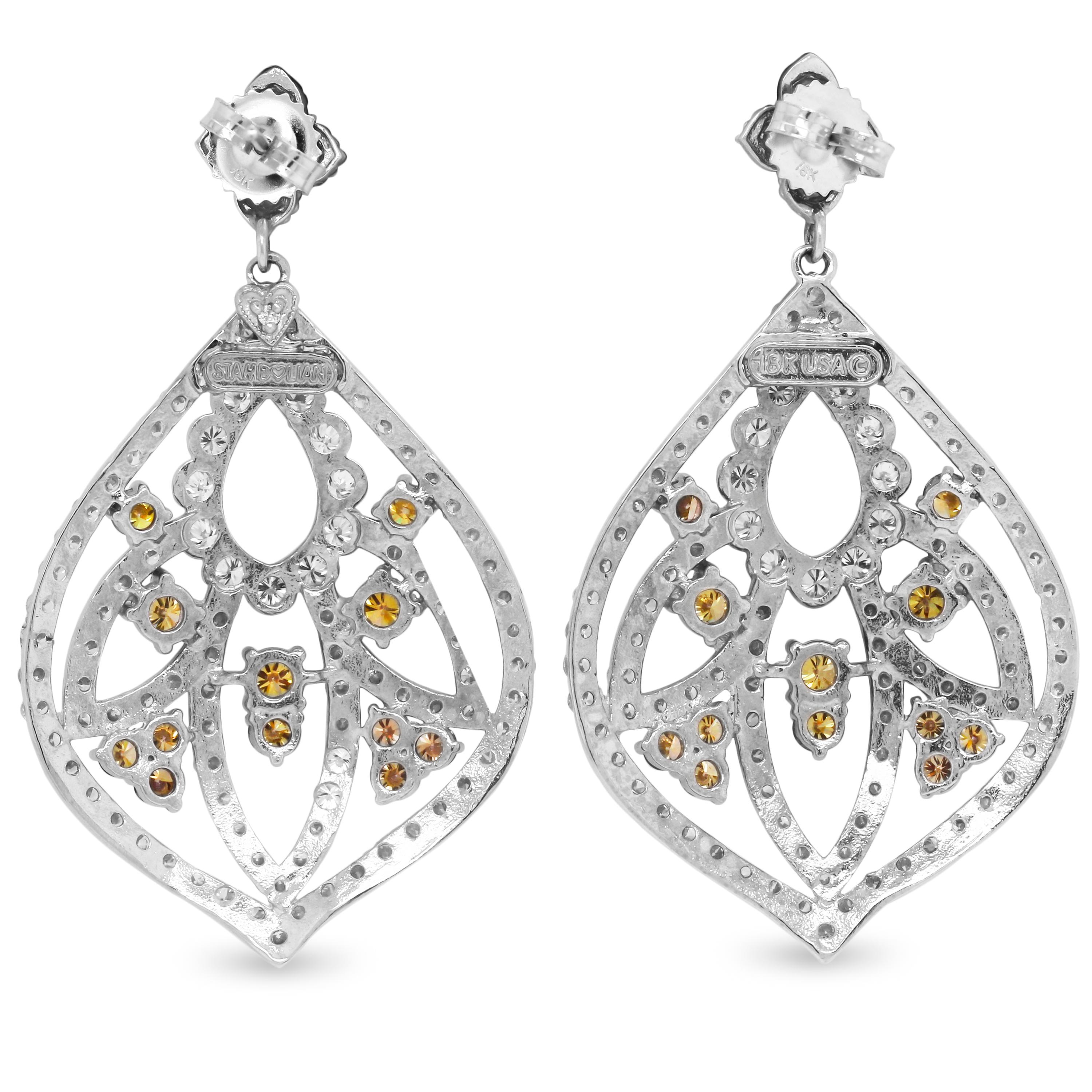 Stambolian Canary Yellow and White Diamond 18K White Gold Chandelier Earrings 

These are from the Stambolian 