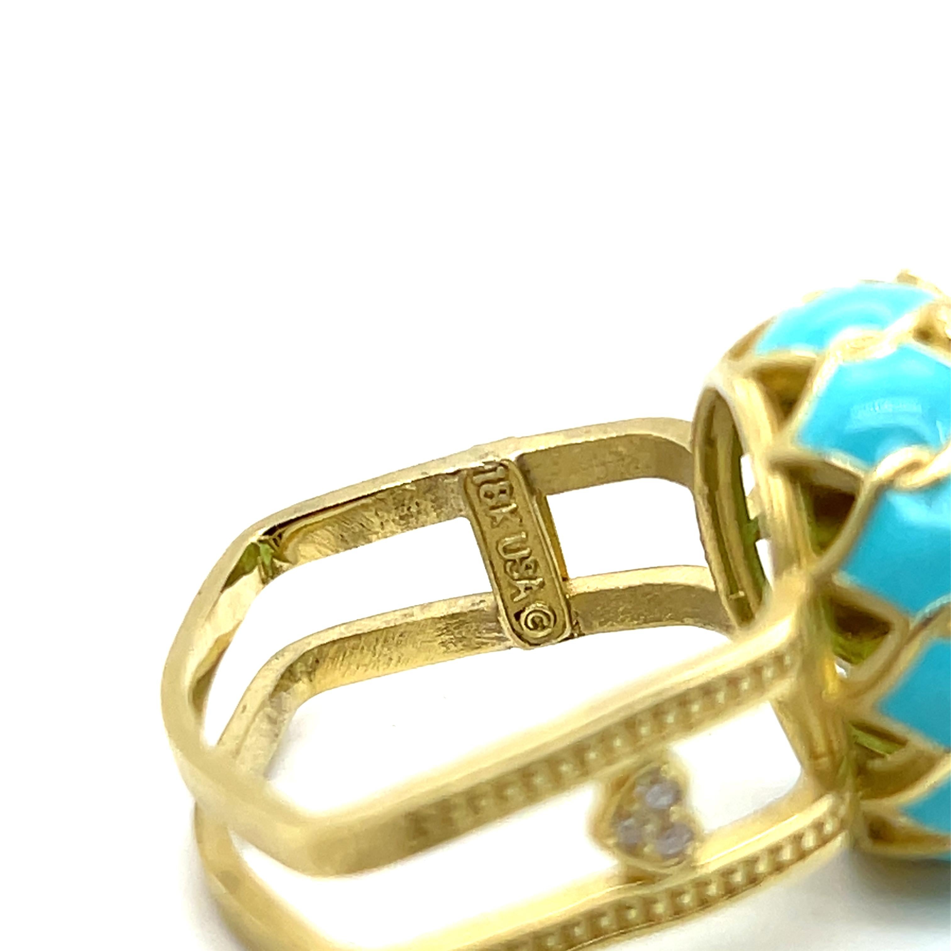 Anello da cocktail in oro giallo 18k e diamanti alla fluorite di Stambolian in vendita 5
