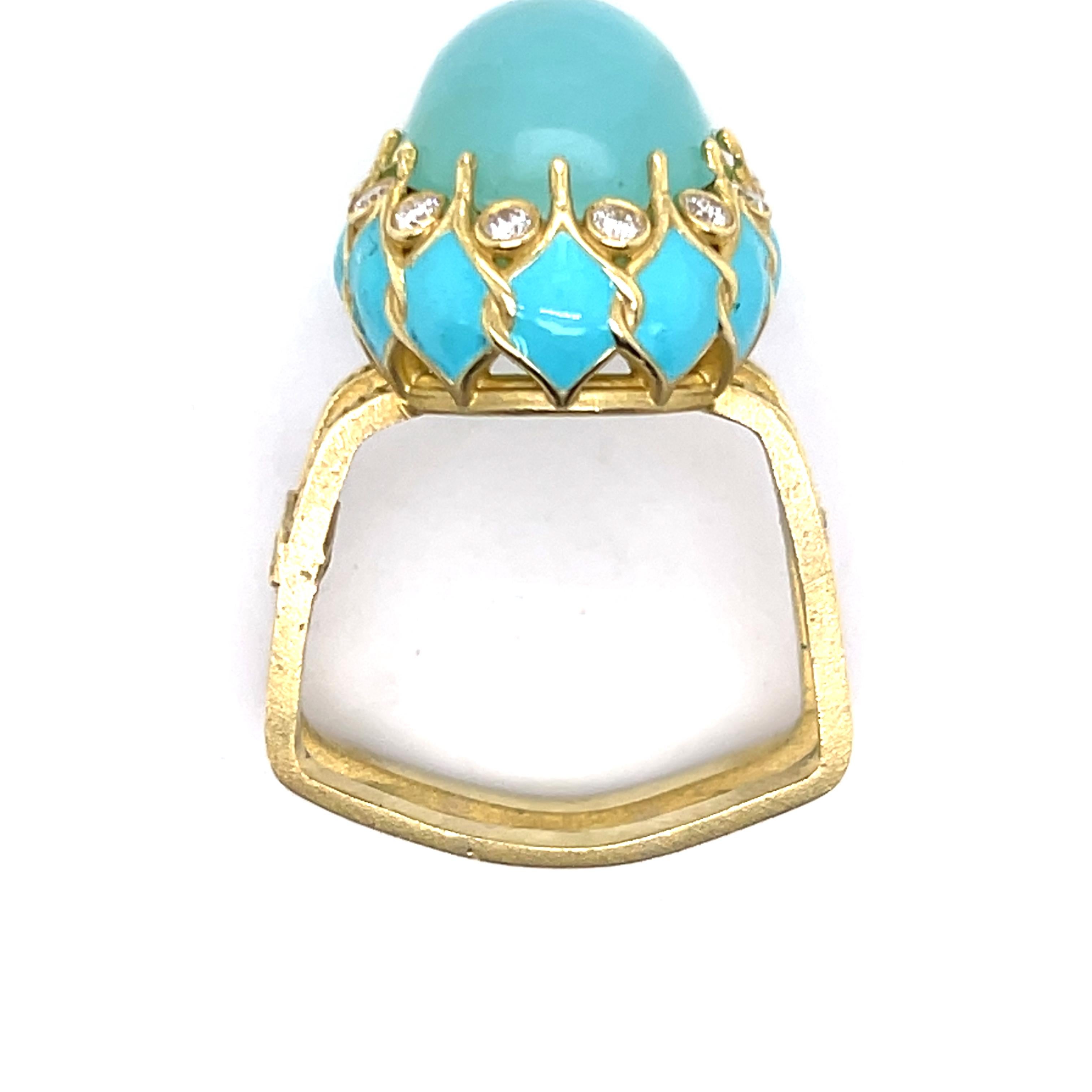 Anello da cocktail in oro giallo 18k e diamanti alla fluorite di Stambolian in vendita 6