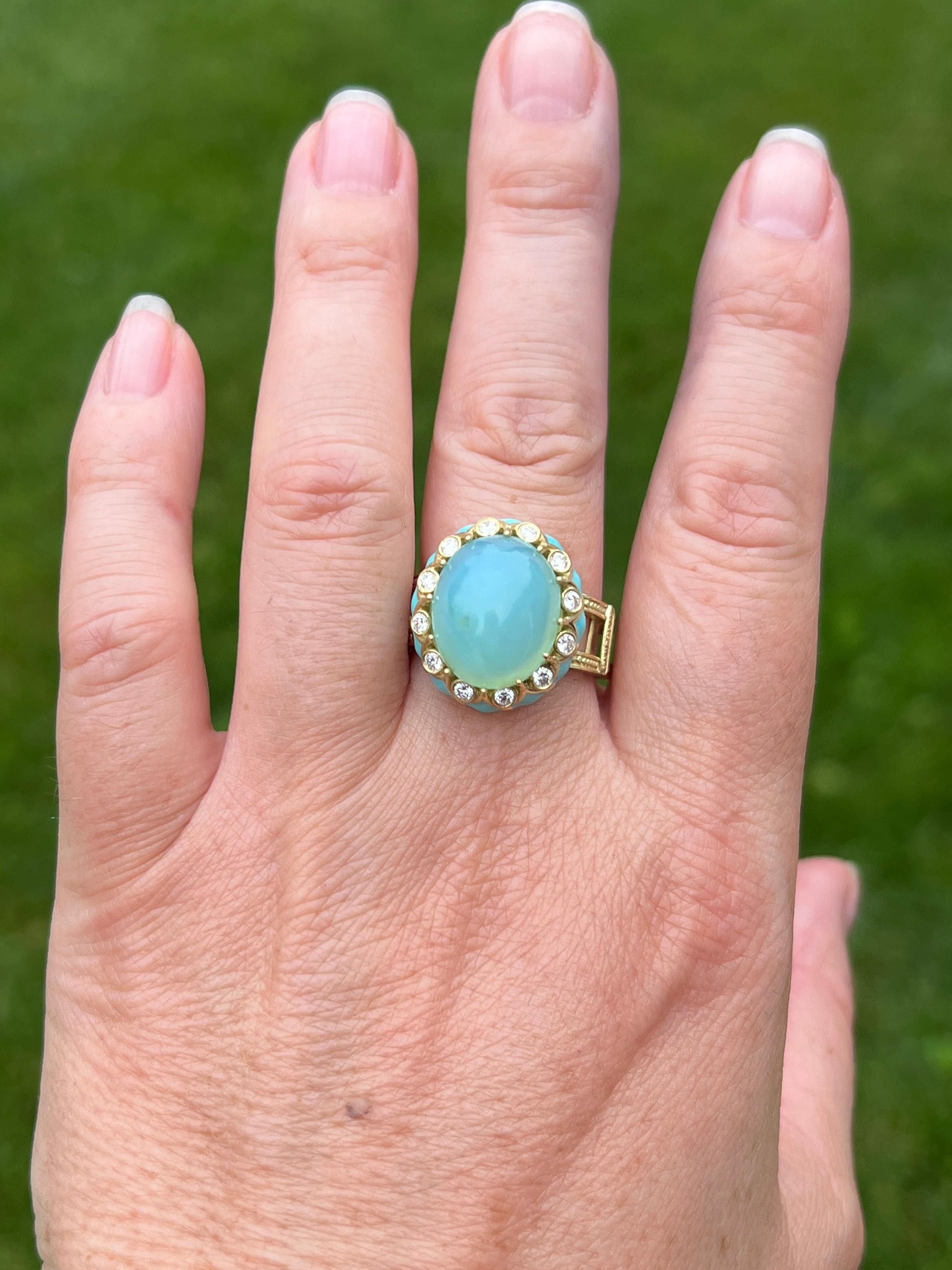 Anello da cocktail in oro giallo 18k e diamanti alla fluorite di Stambolian in vendita 7