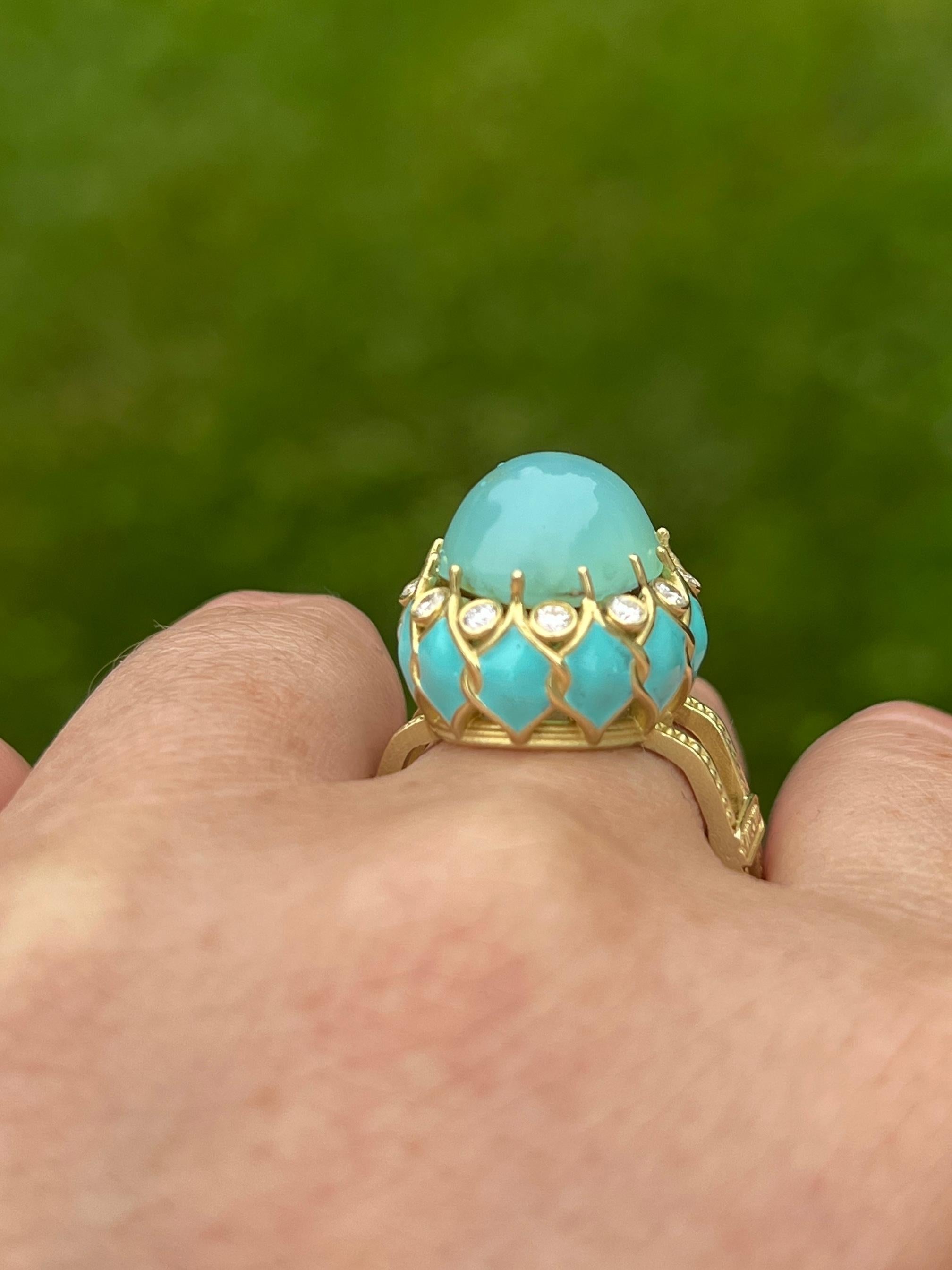 Anello da cocktail in oro giallo 18k e diamanti alla fluorite di Stambolian in vendita 8