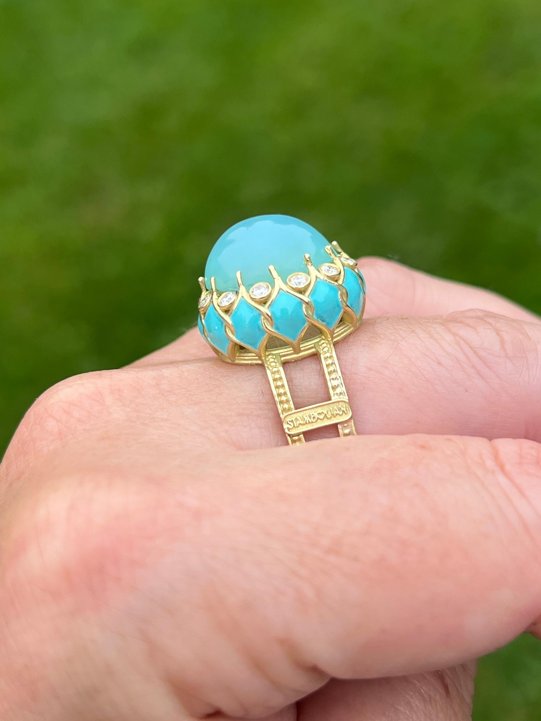 Anello da cocktail in oro giallo 18k e diamanti alla fluorite di Stambolian in vendita 9