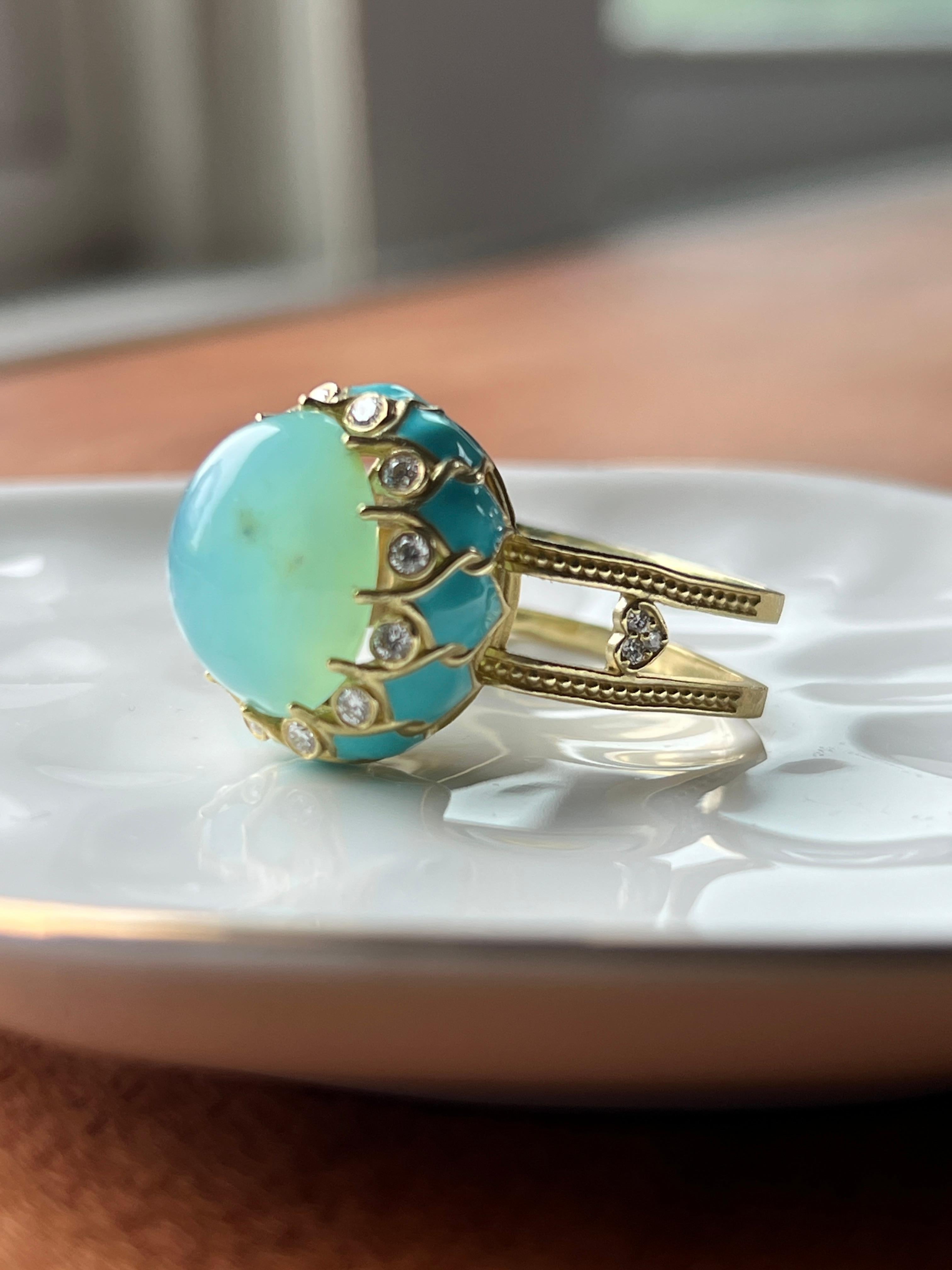 Moderno Anello da cocktail in oro giallo 18k e diamanti alla fluorite di Stambolian in vendita