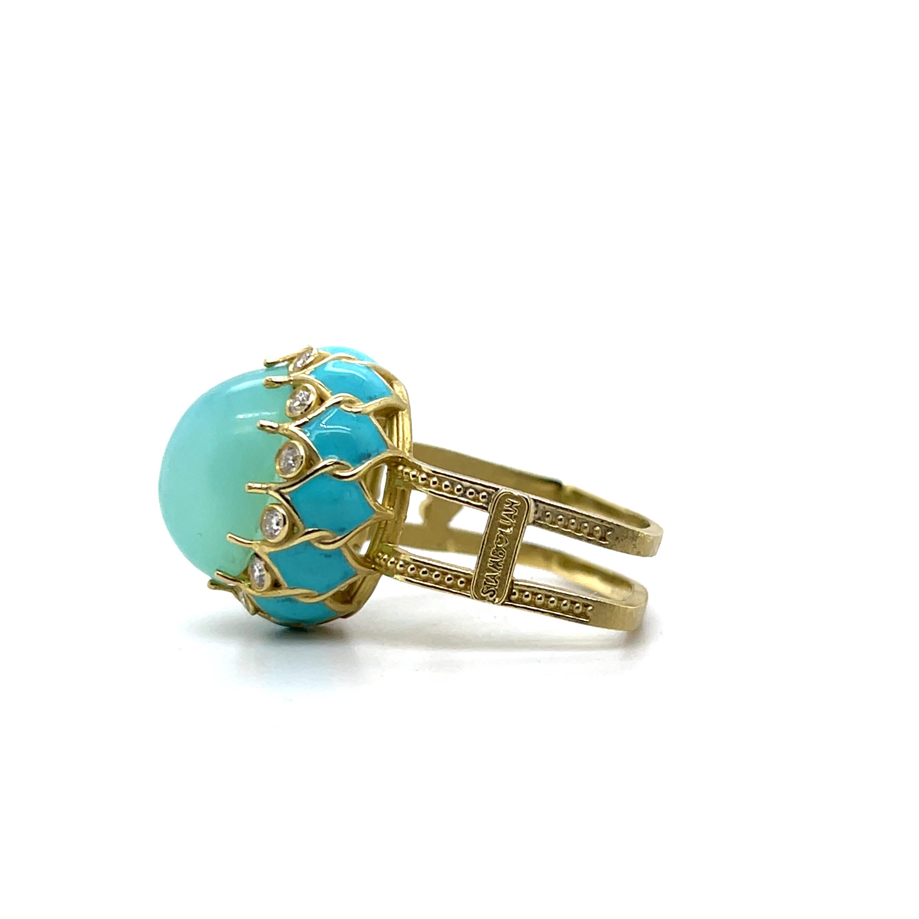 Anello da cocktail in oro giallo 18k e diamanti alla fluorite di Stambolian in vendita 1