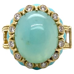 Anello da cocktail in oro giallo 18k e diamanti alla fluorite di Stambolian