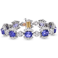 Stambolian GIA Ceylon 21.79 Carat Blue Sapphires Diamonds 18K Gold Bracelet