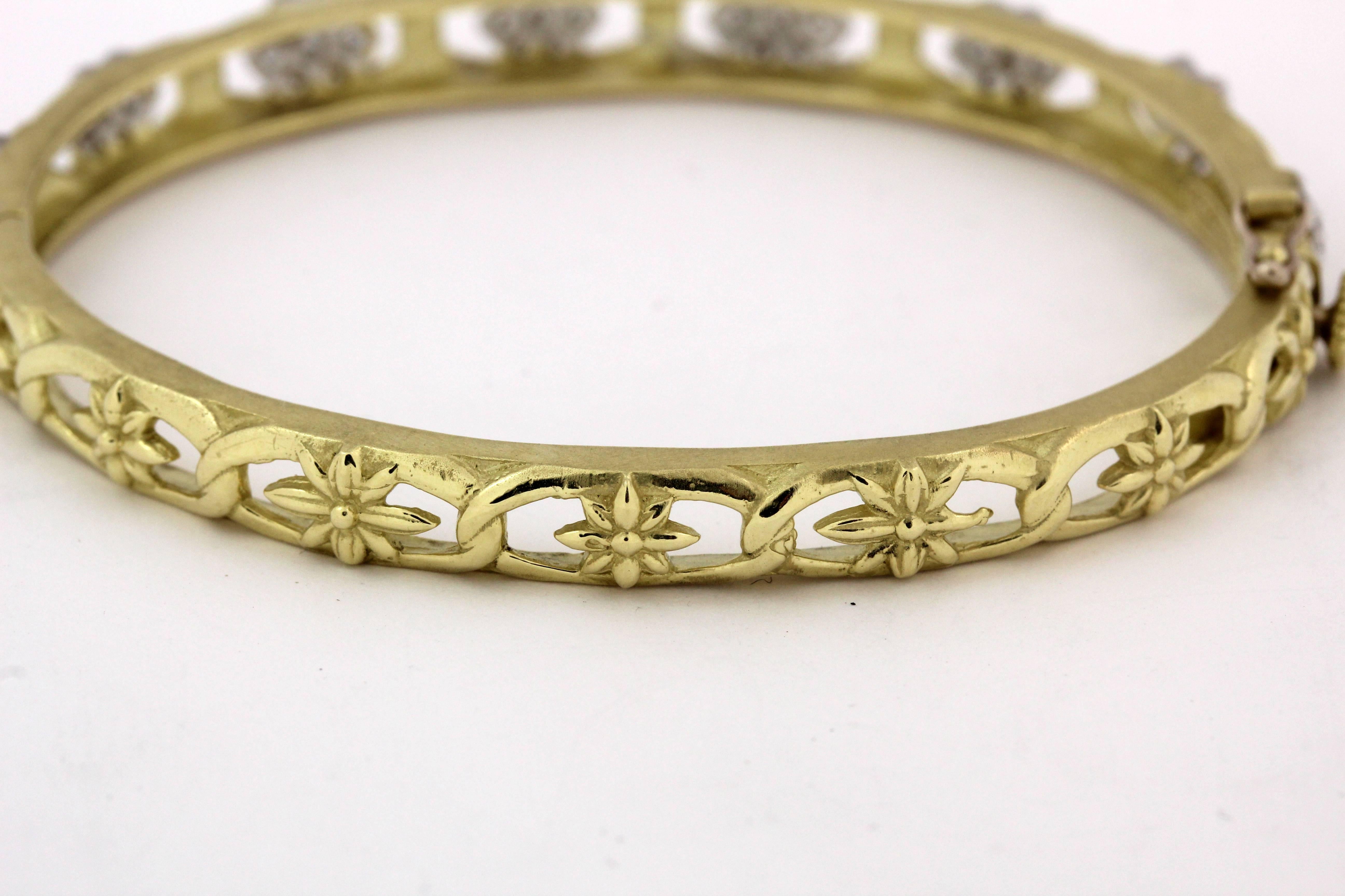 Round Cut Stambolian Gold and Diamond Cluster Bracelet