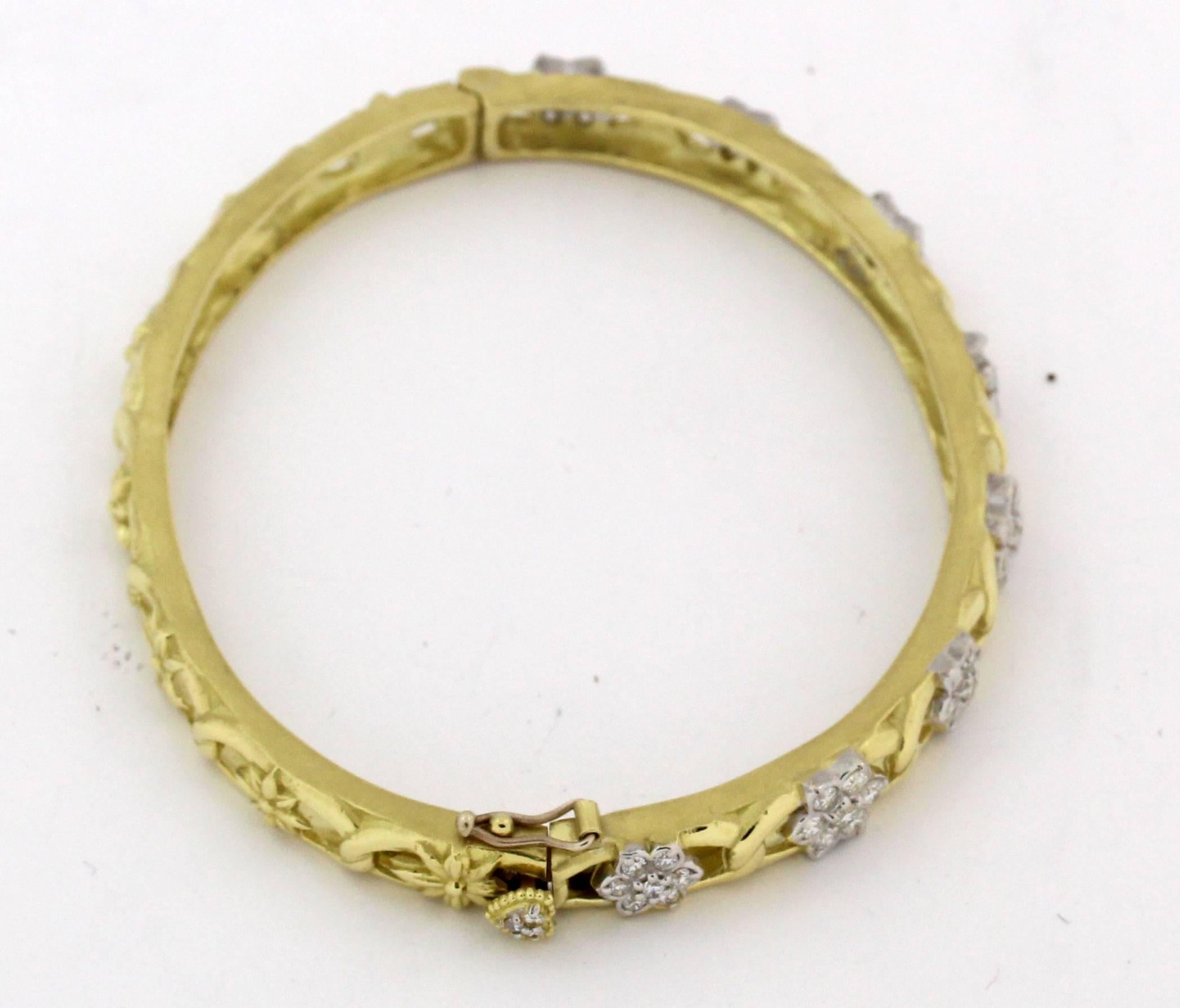 Stambolian Gold and Diamond Cluster Bracelet In New Condition In Boca Raton, FL