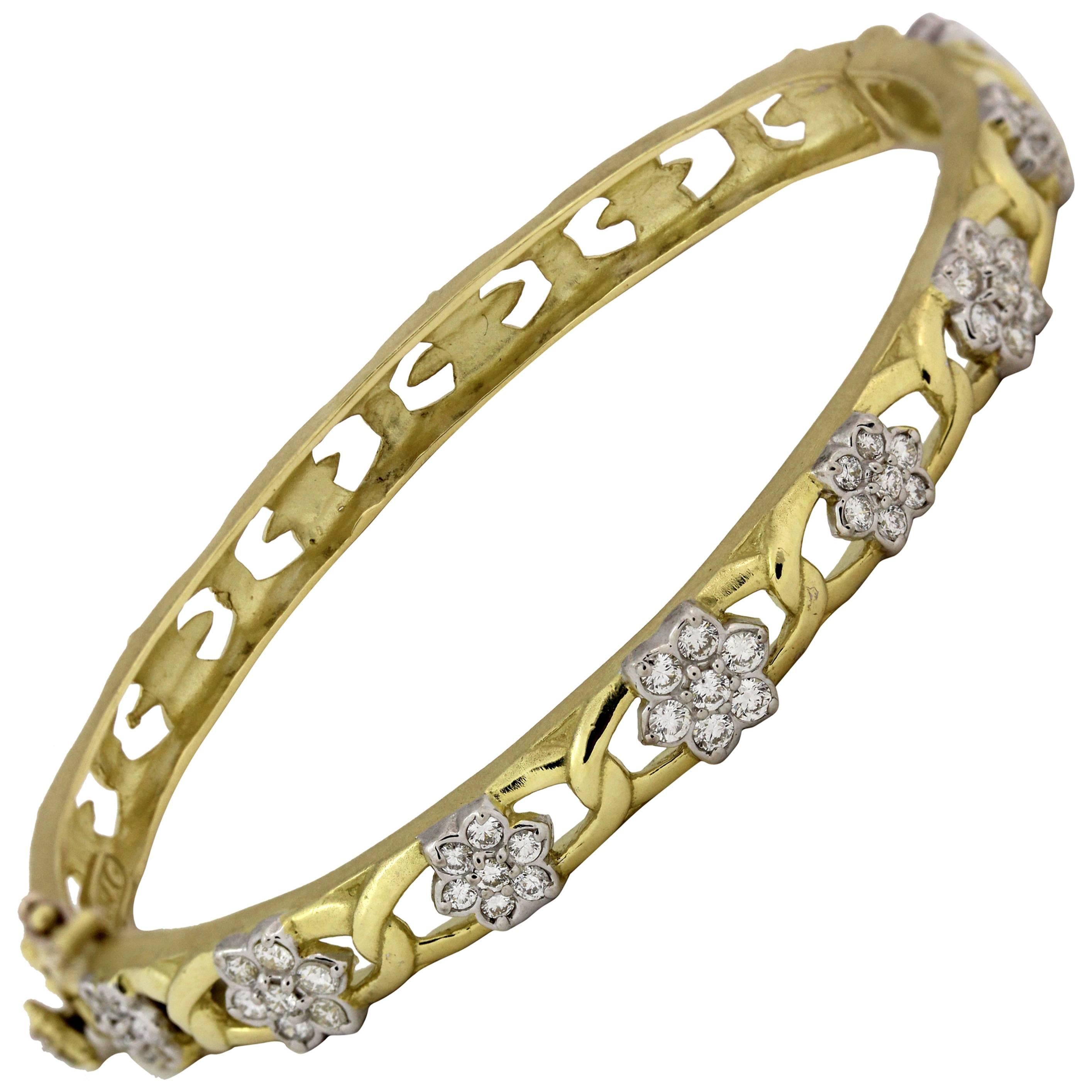 Stambolian Gold and Diamond Cluster Bracelet