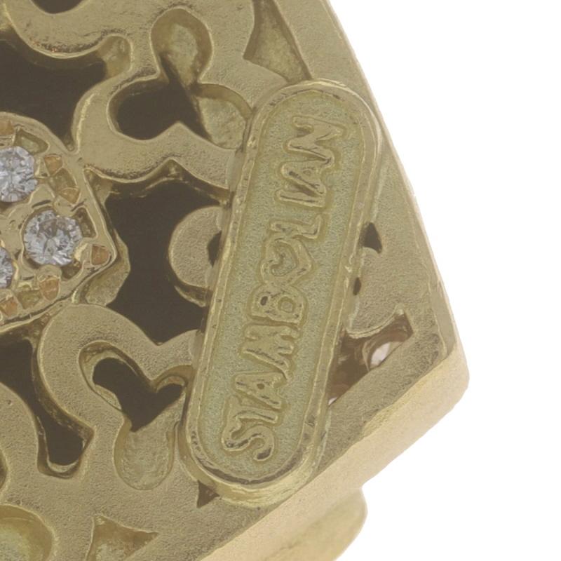 Stambolian Onyx Diamond Floral Heart Enhancer Pendant Gold 18k Carved.50ctw Love Pour femmes en vente