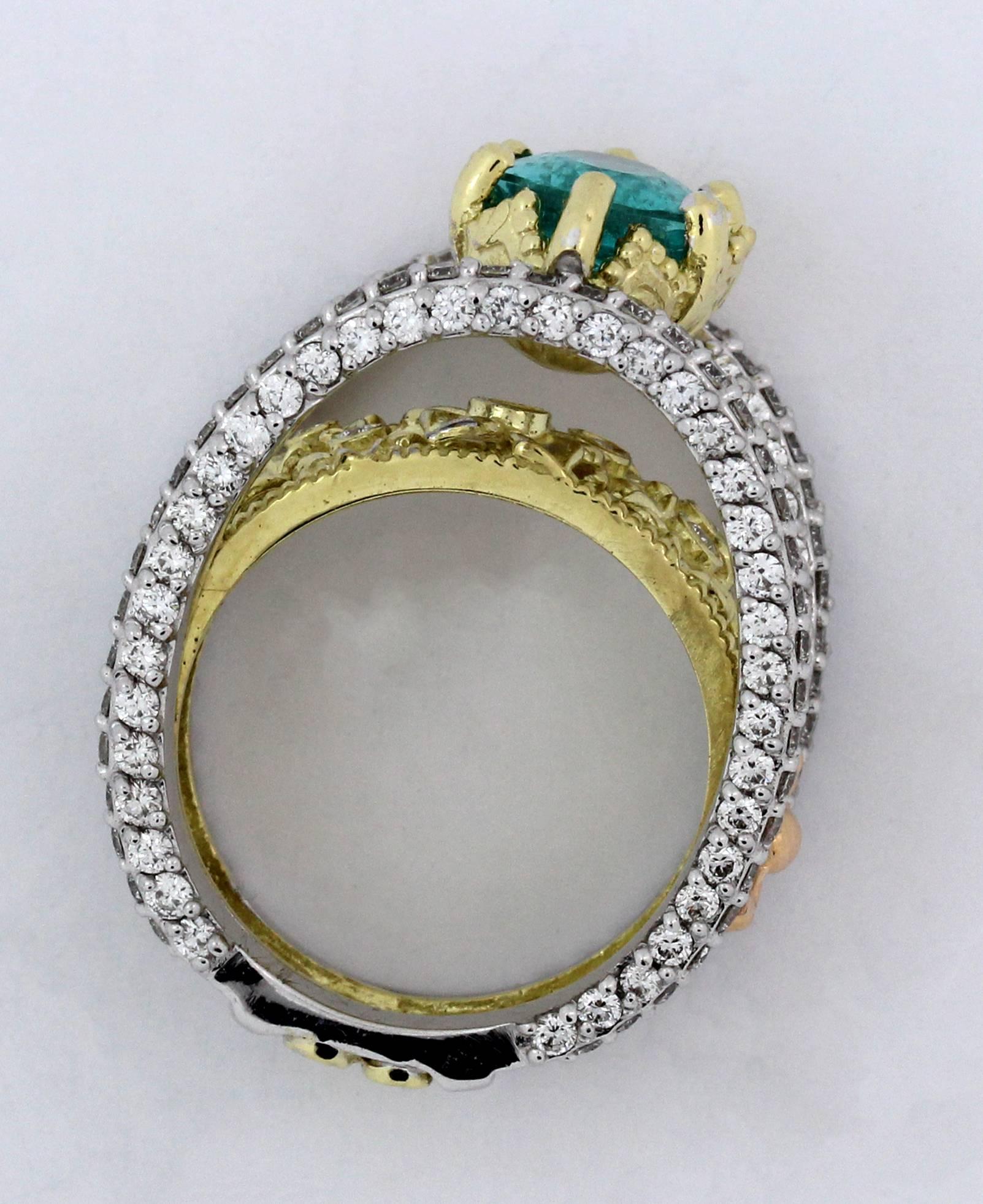Women's Stambolian Paraiba Copper Bearing Tourmaline Diamond Gold Ring