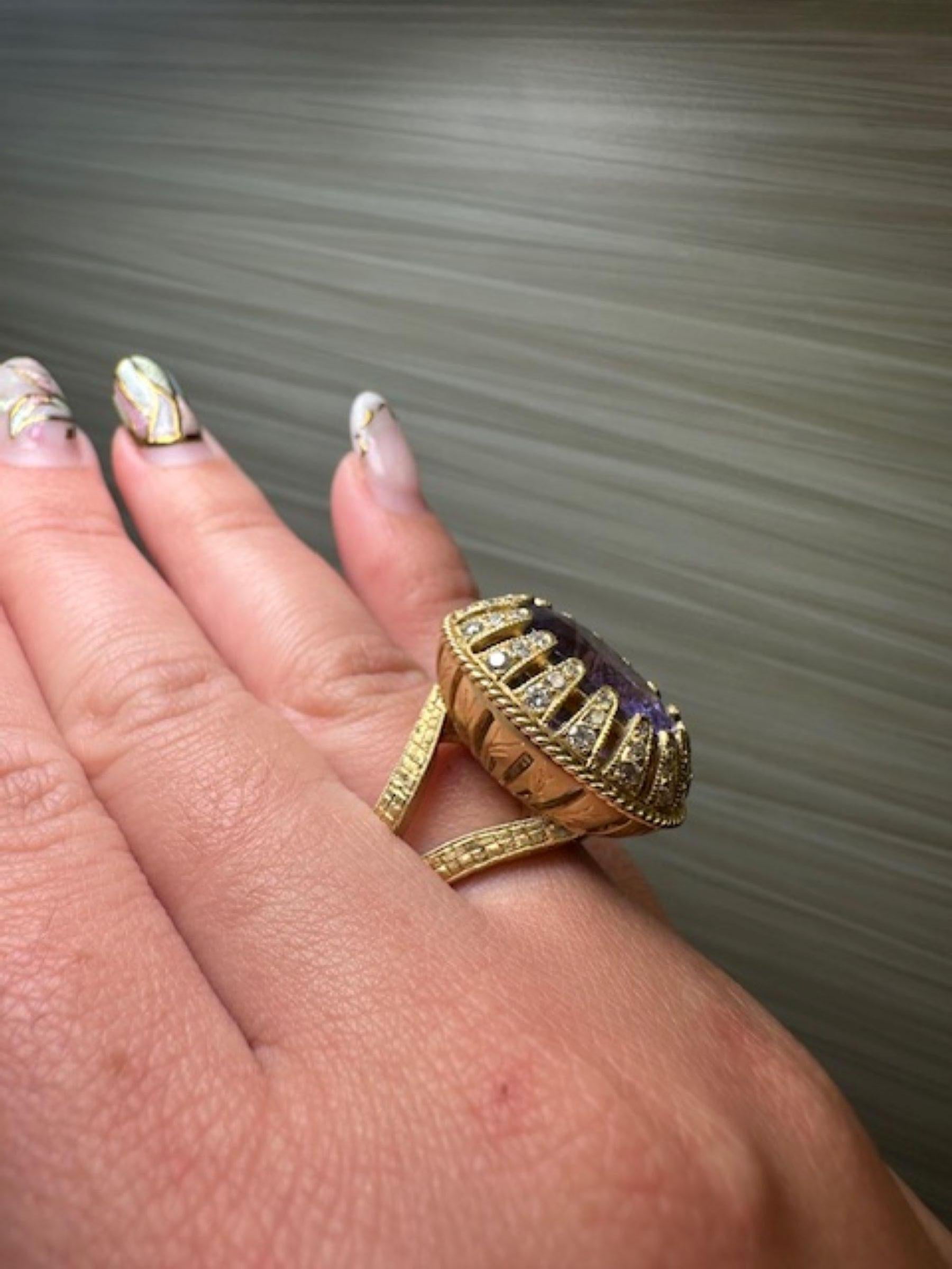 Stambolian Rare Elegance - Anello con tormalina viola da 11,80 carati e diamanti da 1,02 carati in vendita 6