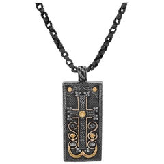 Stambolian Collier pendentif croix arménienne en argent et or 18 carats avec diamants