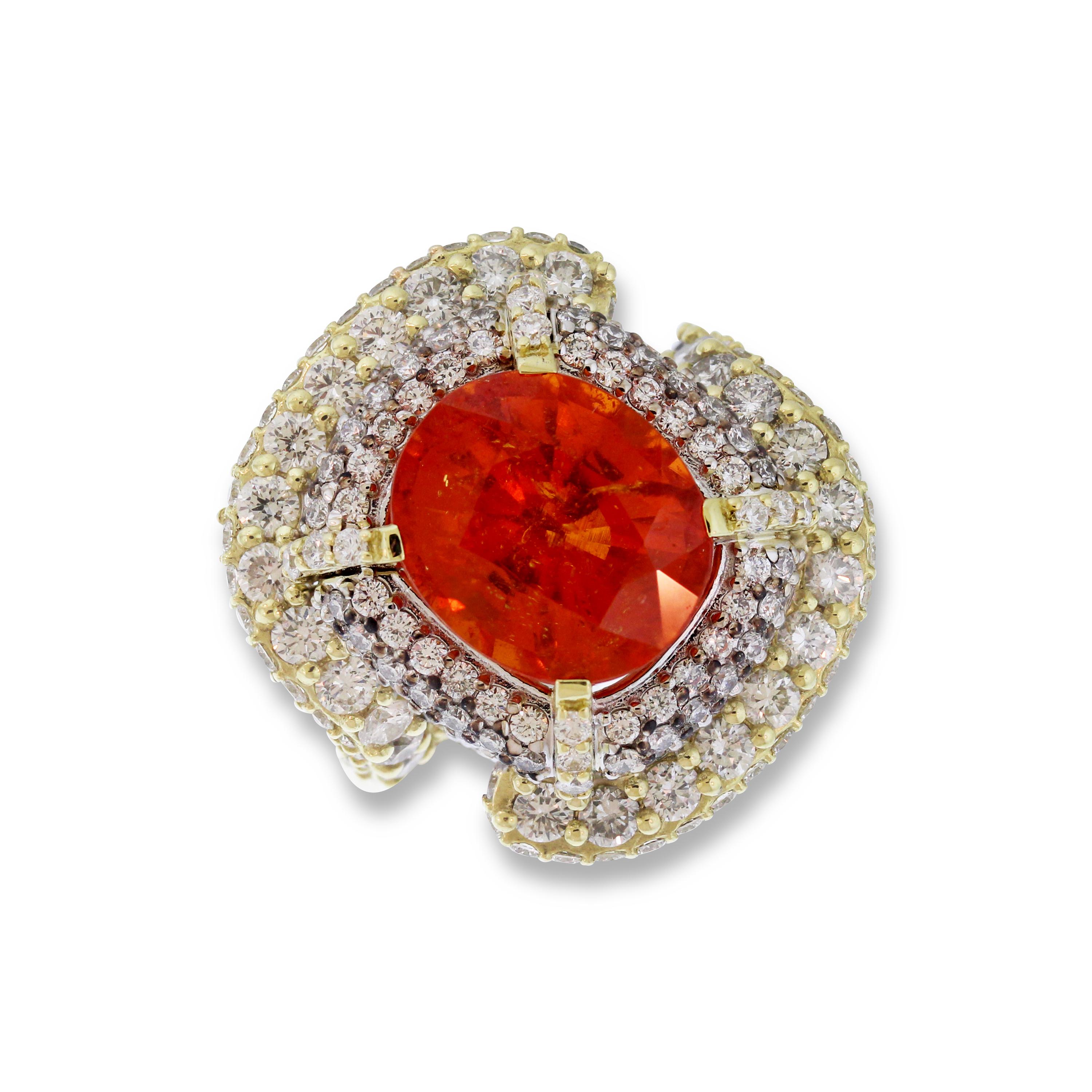 IF YOU ARE REALLY INTERESTED, CONTACT US WITH ANY REASONABLE OFFER. WE WILL TRY OUR BEST TO MAKE YOU HAPPY!

18K Yellow and White Gold Ring with Spessartite Garnet center and Diamonds

This FANTA color Spessartite Garnet truly pops : 8.55 carat