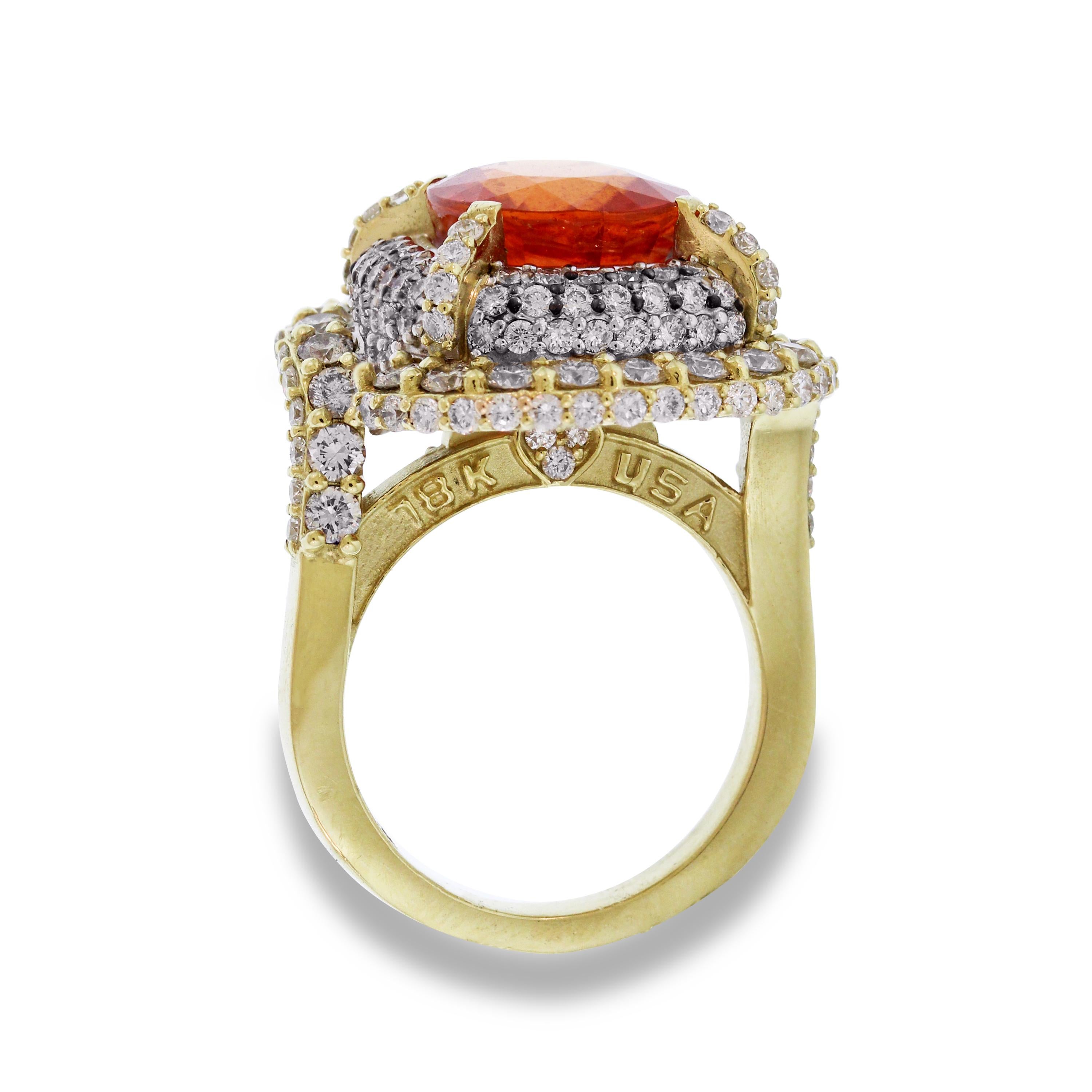 Stambolian Spessartite Garnet Gold and Diamond Cocktail Ring In New Condition In Boca Raton, FL