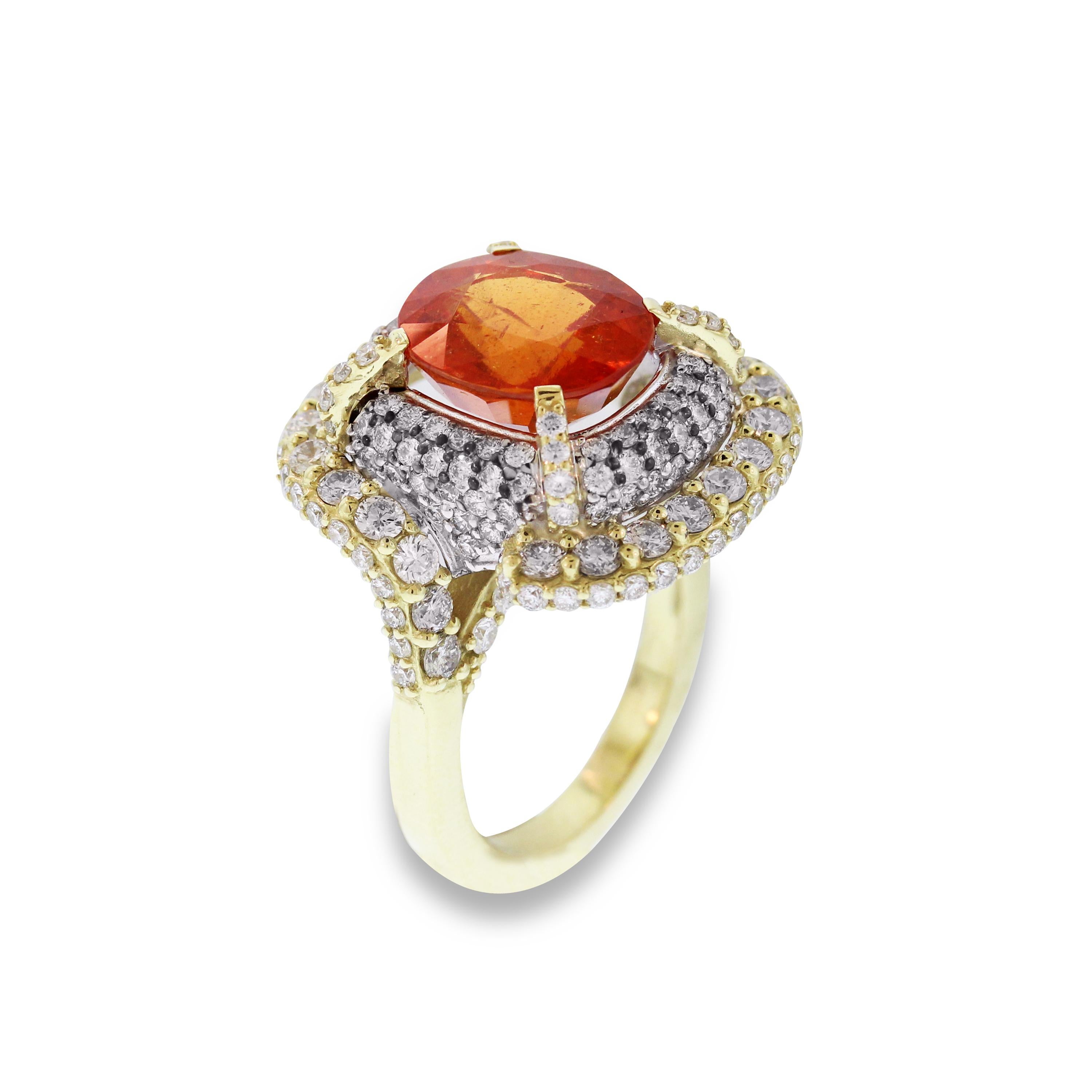 Women's Stambolian Spessartite Garnet Gold and Diamond Cocktail Ring