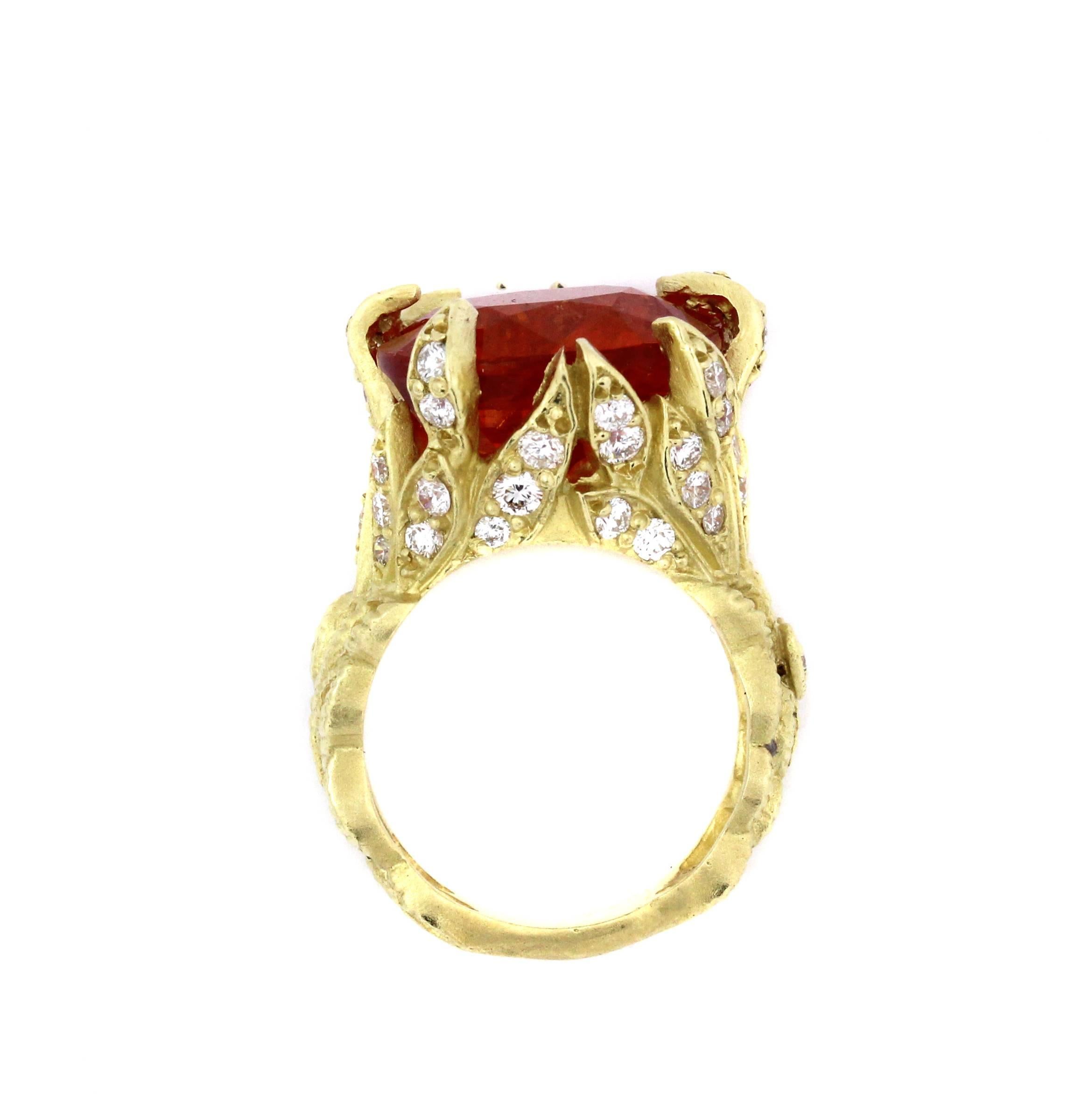Women's Stambolian Spessartite Mandarin Garnet Diamond Gold Ring