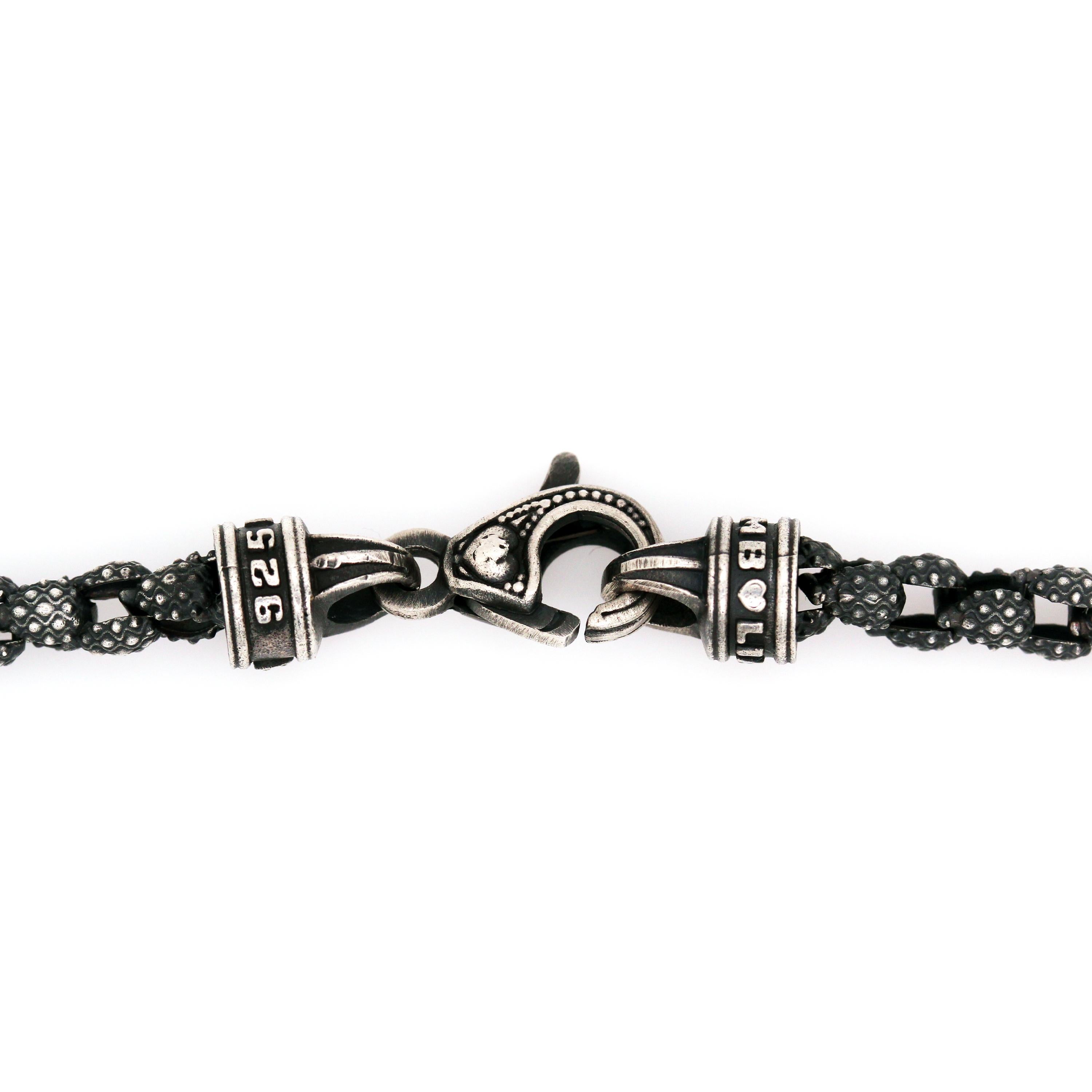 Women's or Men's Stambolian Sterling Silver and Gold Diamond Cross Pendant with Handmade Chain