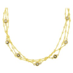 Stambolian Three-Link Handmade Chain Necklace with Diamond Bezels