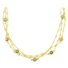 Stambolian Three-Link Handmade Chain Necklace with Diamond Bezels