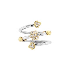 Stambolian Two-Tone White Yellow Gold and Diamond Flexible Ring