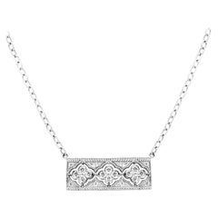 Stambolian White Gold and Diamond Bar Pendant Necklace