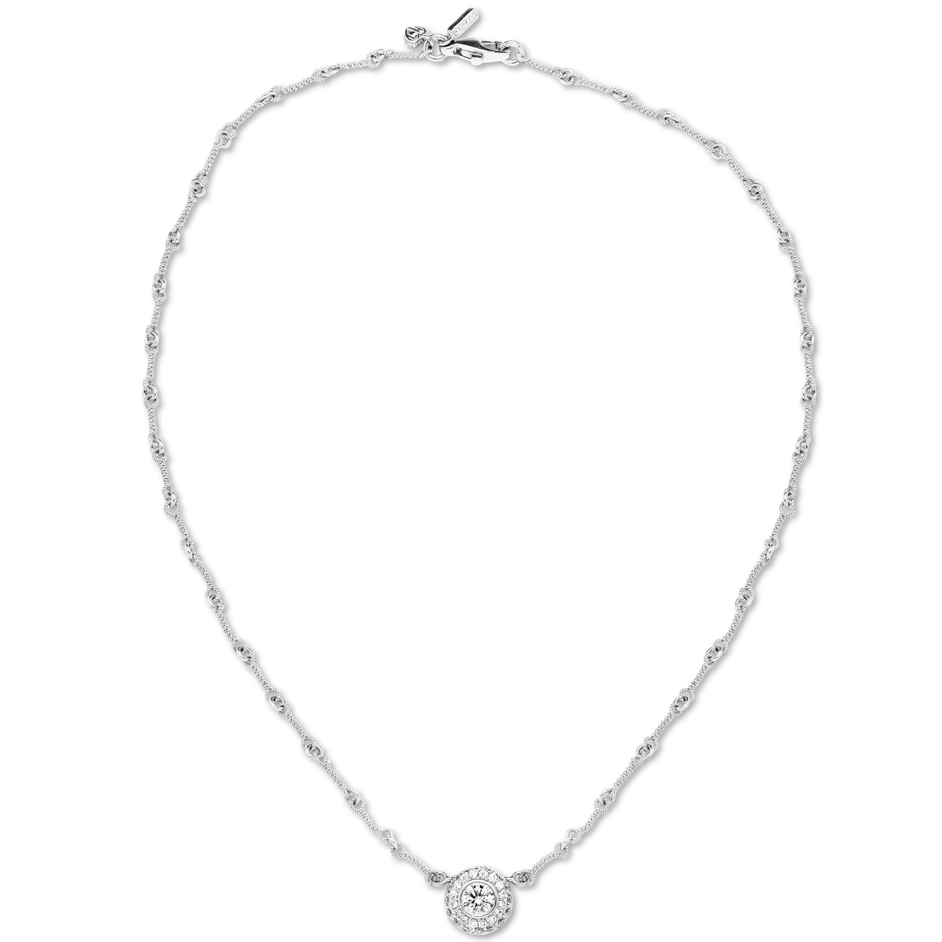 IF YOU ARE REALLY INTERESTED, CONTACT US WITH ANY REASONABLE OFFER. WE WILL TRY OUR BEST TO MAKE YOU HAPPY!

18K White Gold and Diamond Round Pendant Chain Necklace

Handmade chain is used which is done entirely by gold twisted wires all put