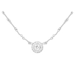 Stambolian White Gold and Diamond Round Pendant with Chain Necklace
