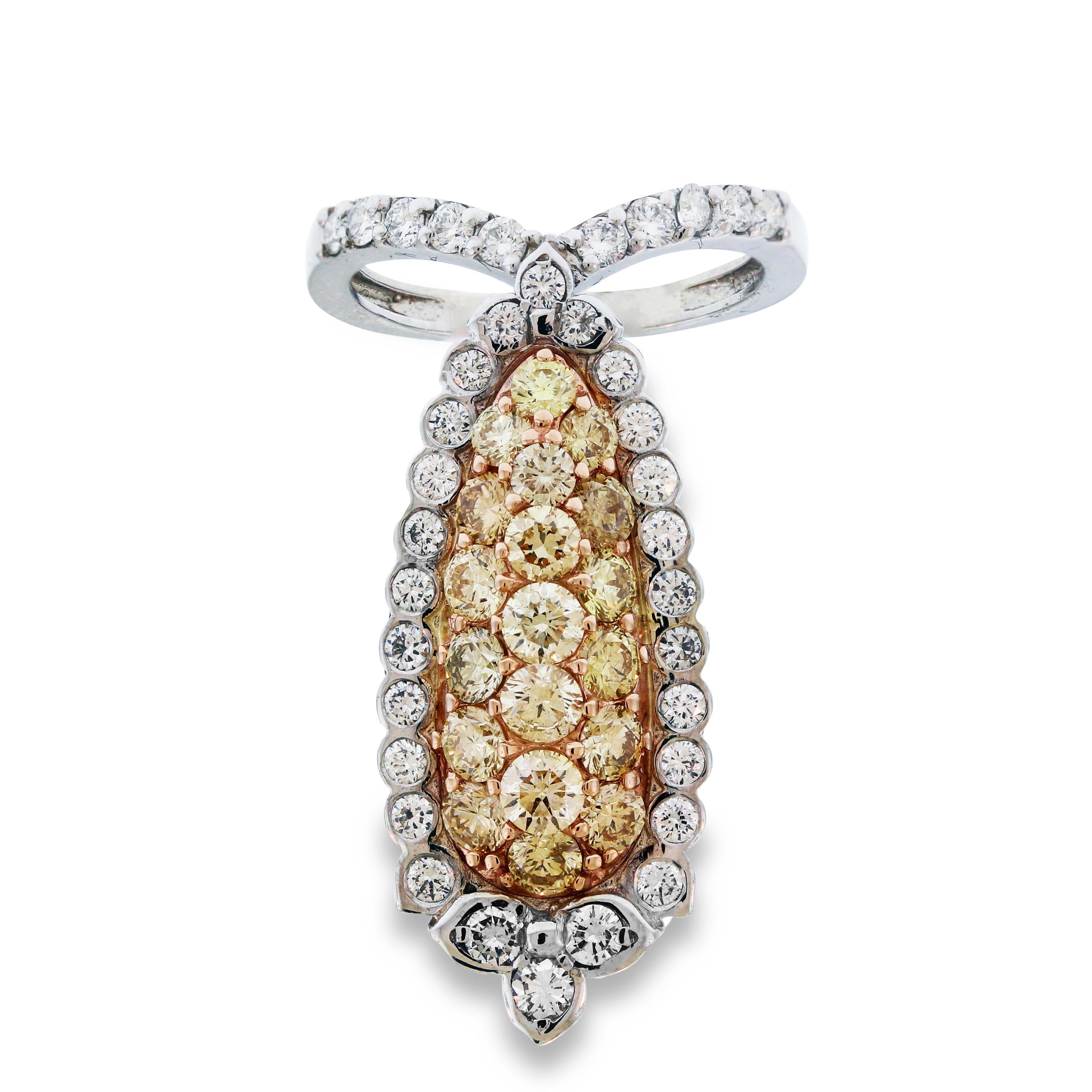 Women's Stambolian Yellow and White Diamond Pear Shape Ring