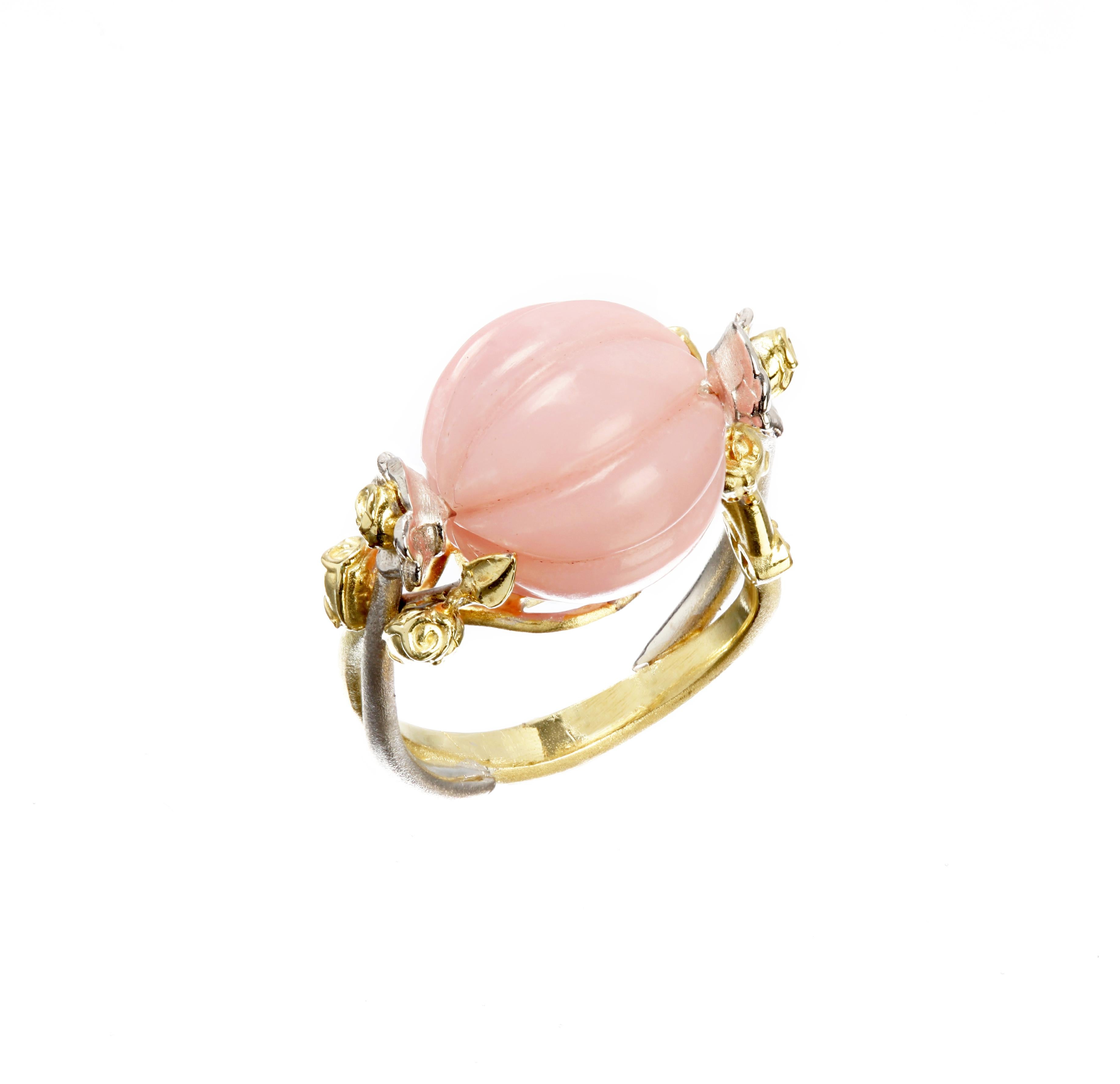 IF YOU ARE REALLY INTERESTED, CONTACT US WITH ANY REASONABLE OFFER. WE WILL TRY OUR BEST TO MAKE YOU HAPPY!

18K Yellow and White Gold Ring with Peruvian Pink Opal Center and Roses

From the Stambolian 