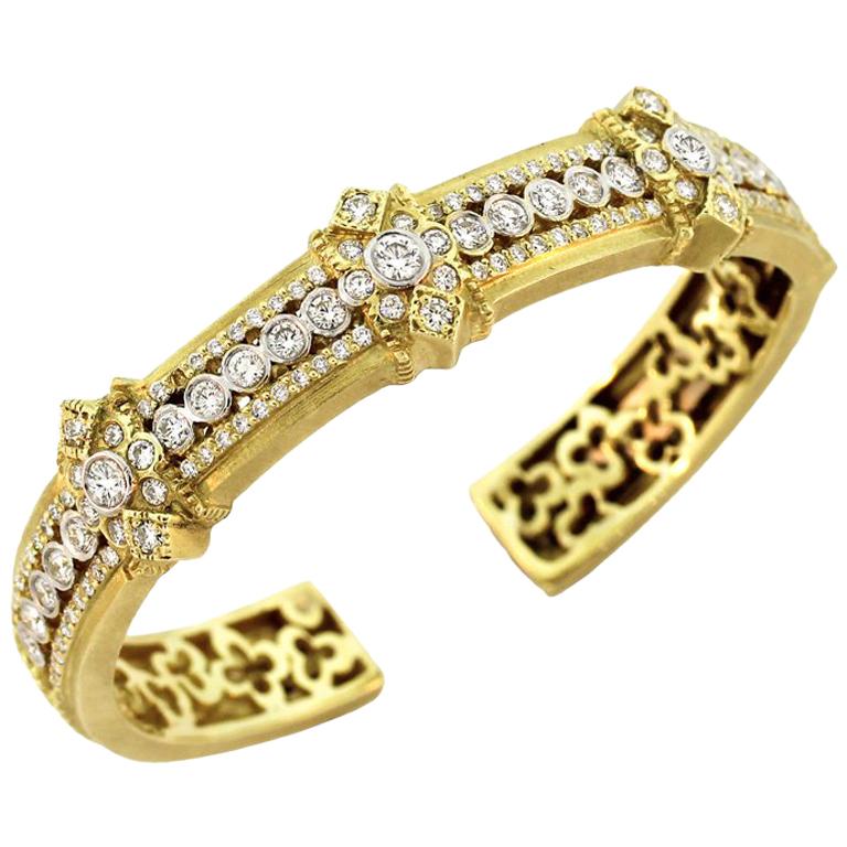 Stambolian Yellow Gold and Diamond Bangle Bracelet