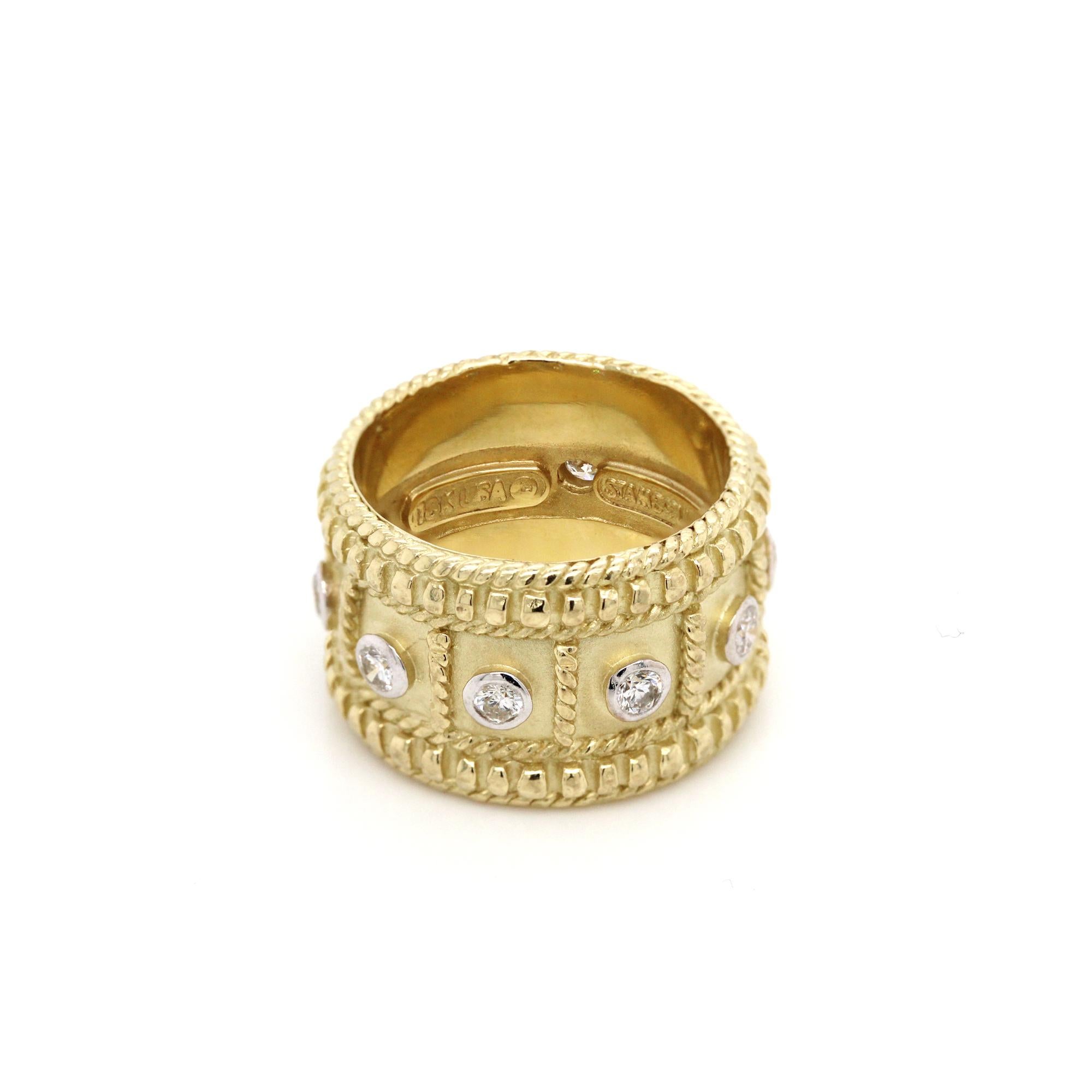 gold cigar band ring with diamonds