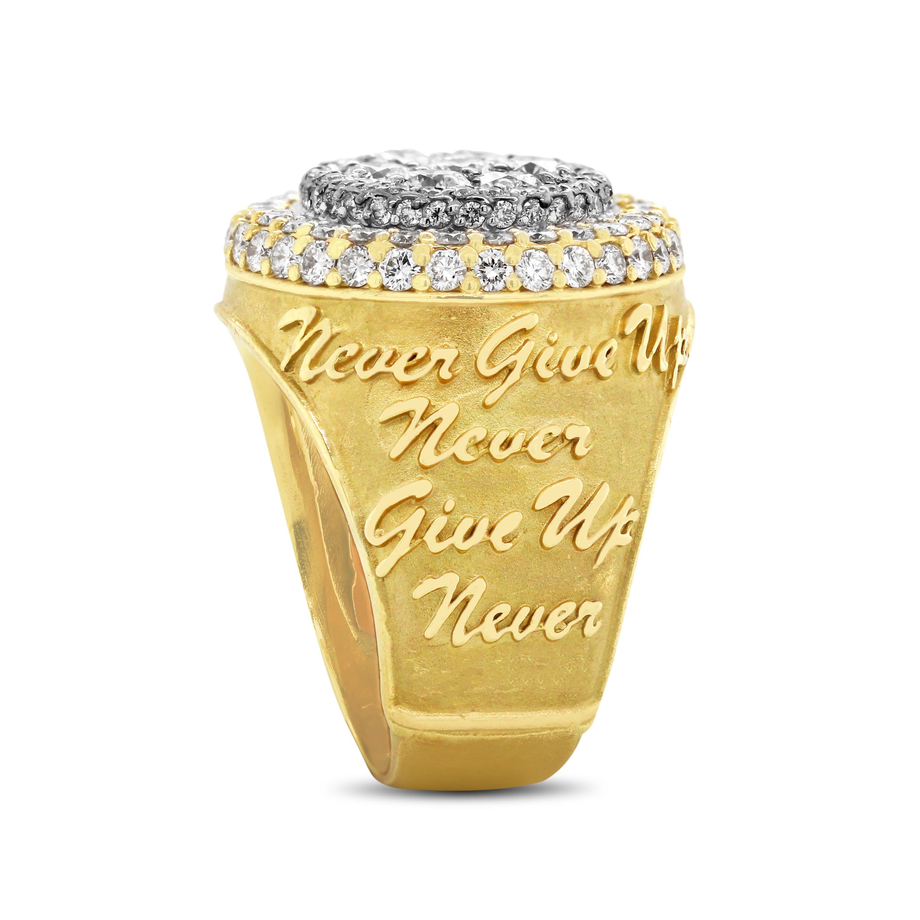 18K Yellow Gold and Diamond Mens Ring 