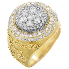 never give up diamond picture Stambolian Yellow Gold and Diamond Men
s Ring Never Give Up
