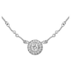 Stambolian 18K White Gold Bezel Set Round Diamond Circle Pendant Necklace