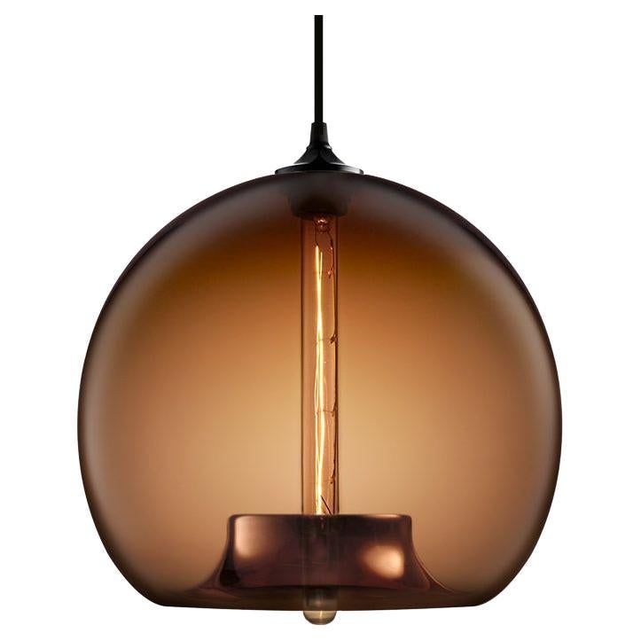 Stamen Chocolate Handblown Modern Glass Pendant Light, Made in the USA For Sale